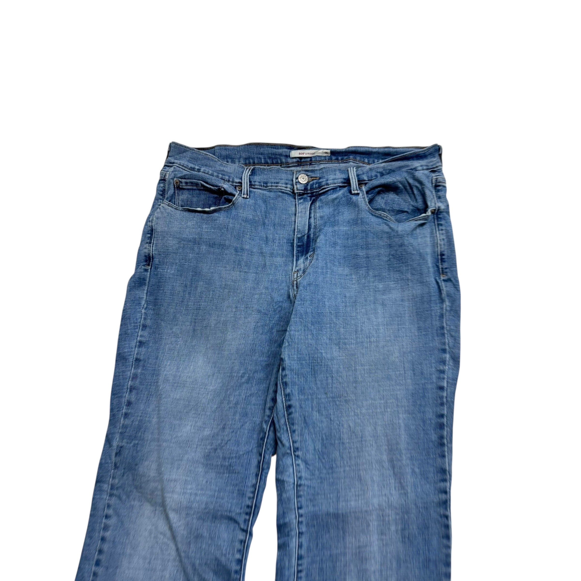 Levis 505 Jeans W34 L30 Womens Regular Straight Light Blue Stretch Denim (E)