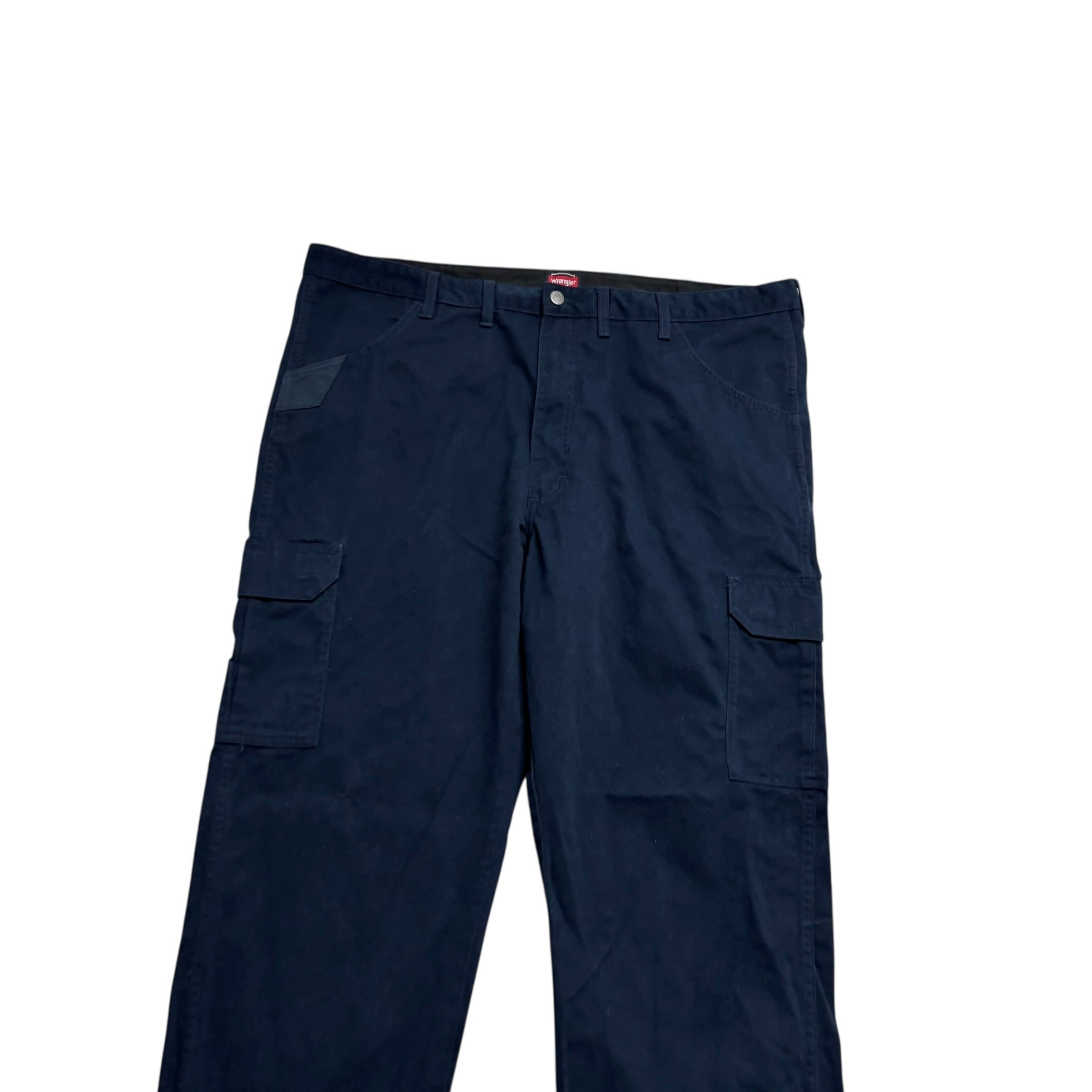 Wrangler Cargo Trousers W44 L32 Mens Navy Blue Relaxed Straight Fit Pants (E)