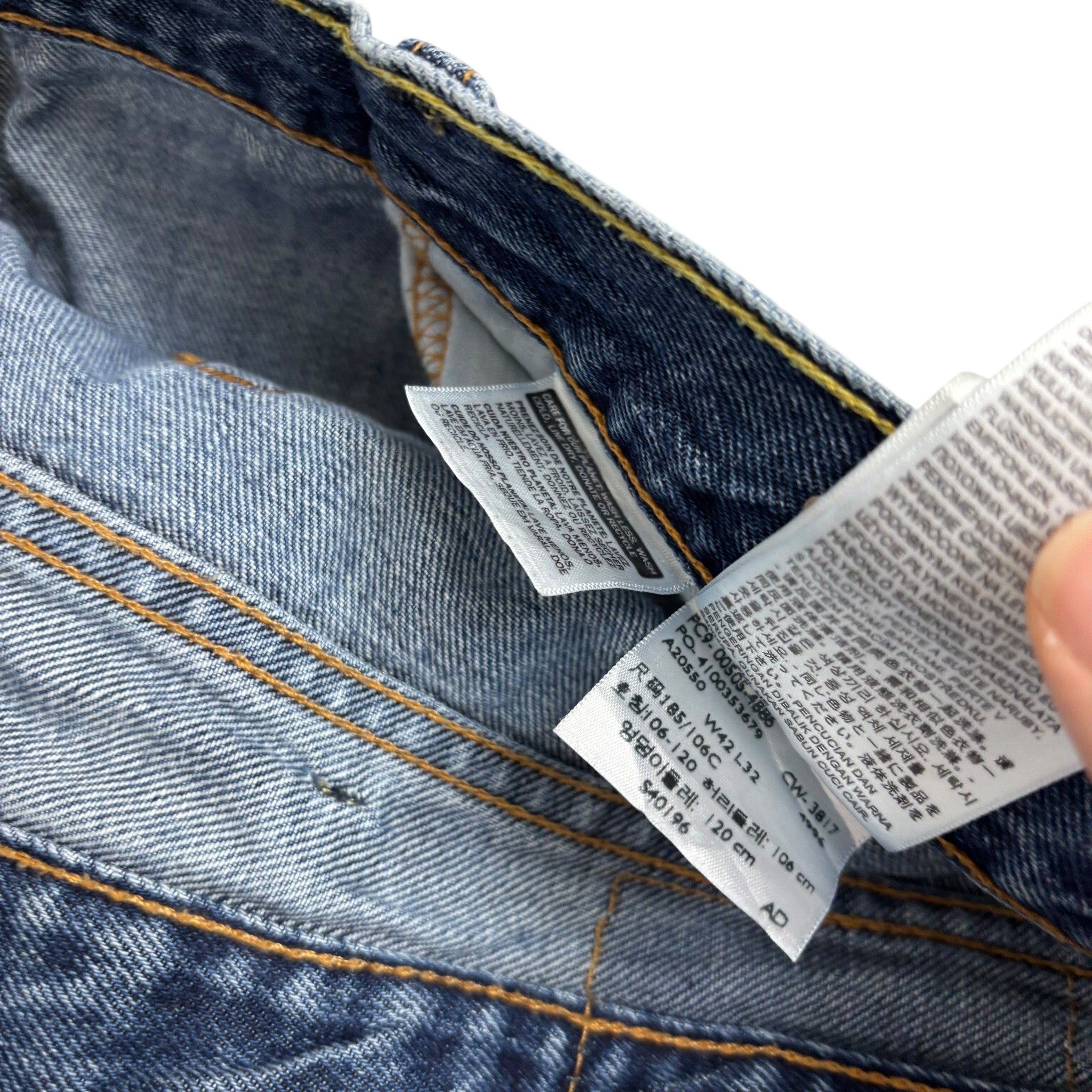 Levis 505 Jeans W42 L32 Mens Mid Blue Regular Straight Fit Denim