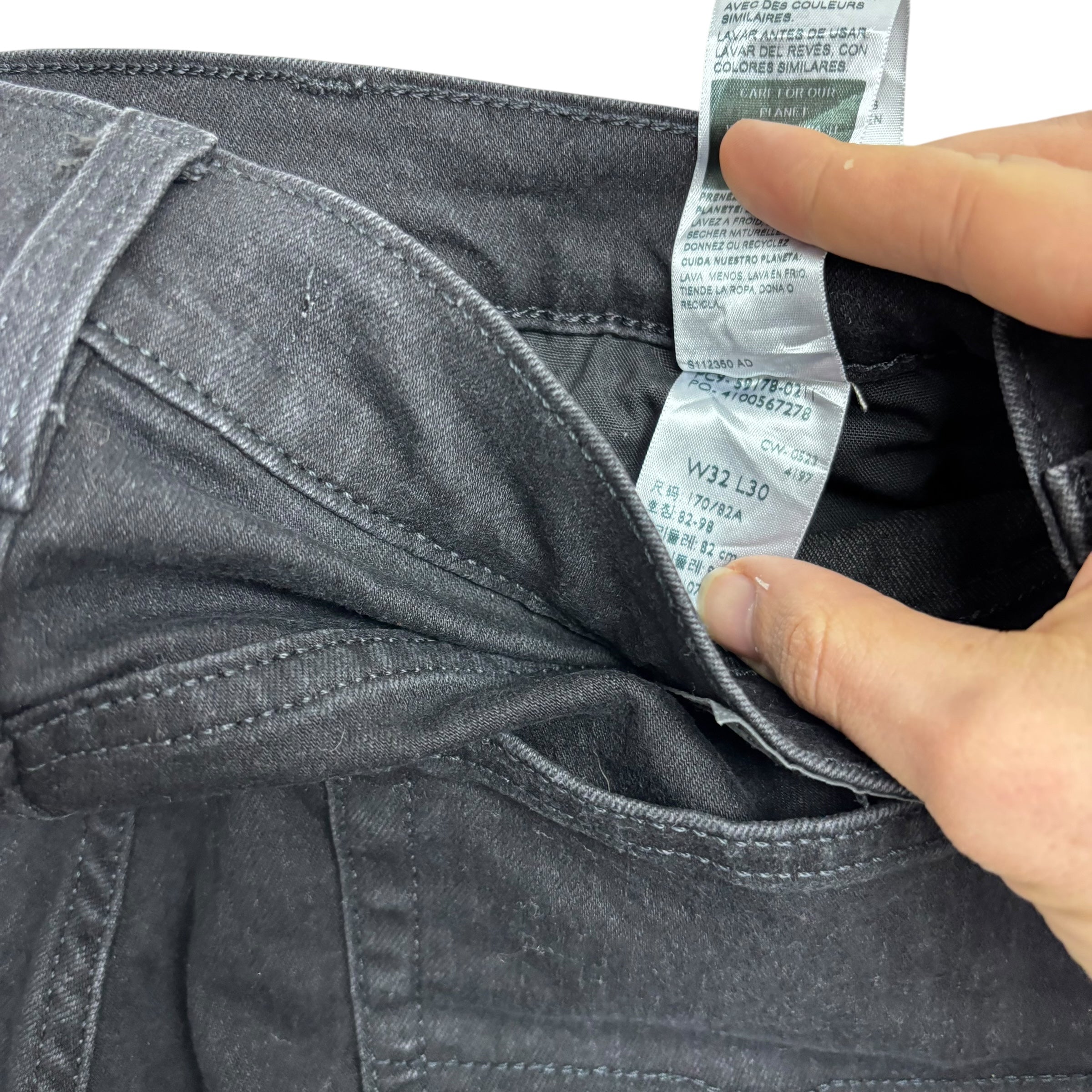 Levis Signature Jeans W32 L30 Mens Black Slim Fit Stretch Denim
