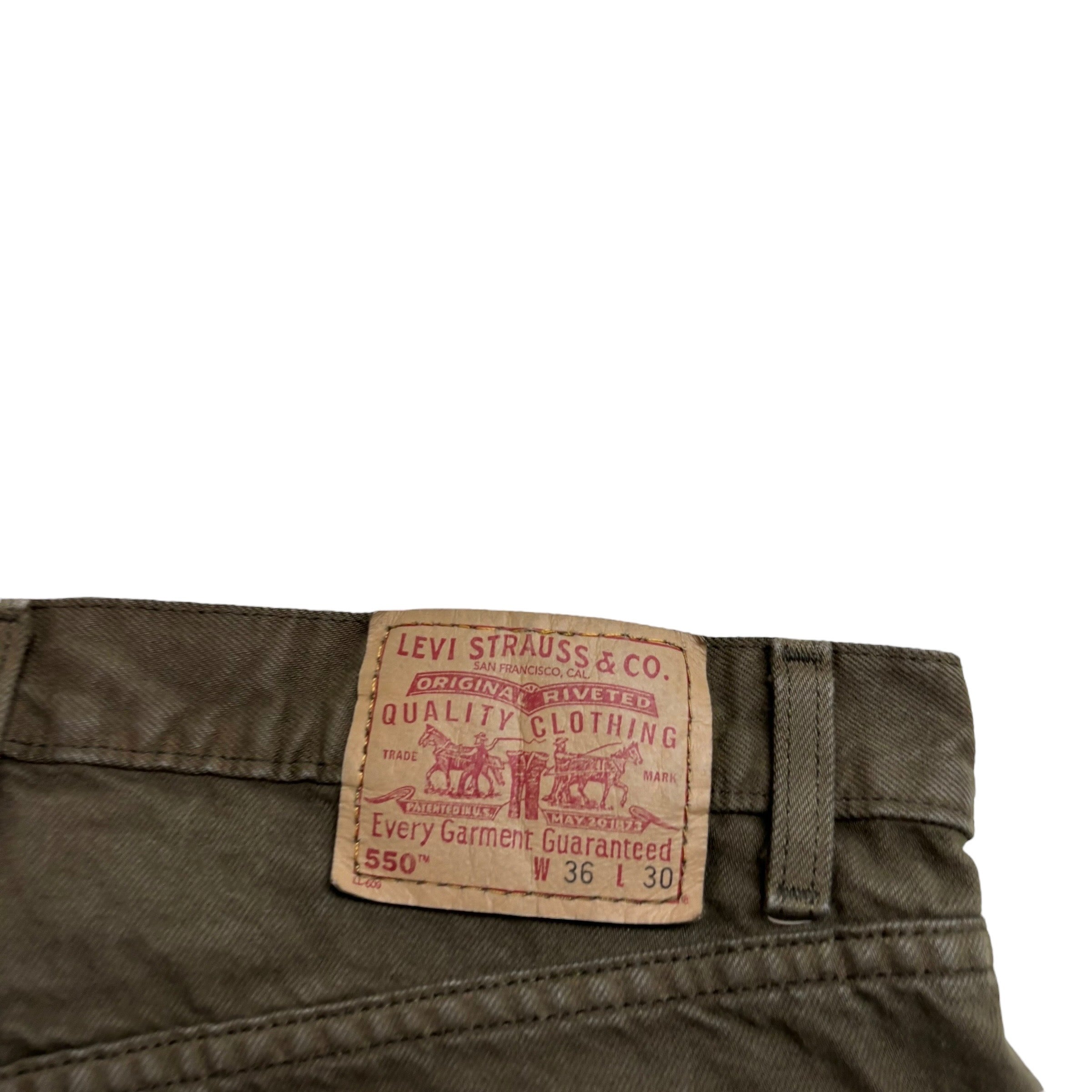 Levis 550 Jeans W36 L30 Mens Green Relaxed Straight Fit Made In USA Vintage (E)