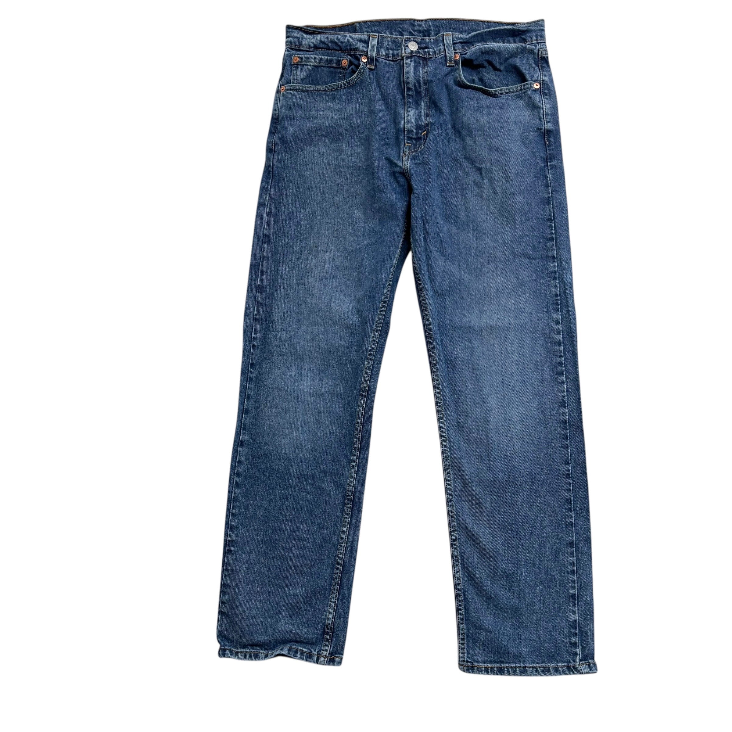 Levis 505 Jeans W34 L30 Mens Mid Blue Regular Straight Fit Stretch Denim (E)