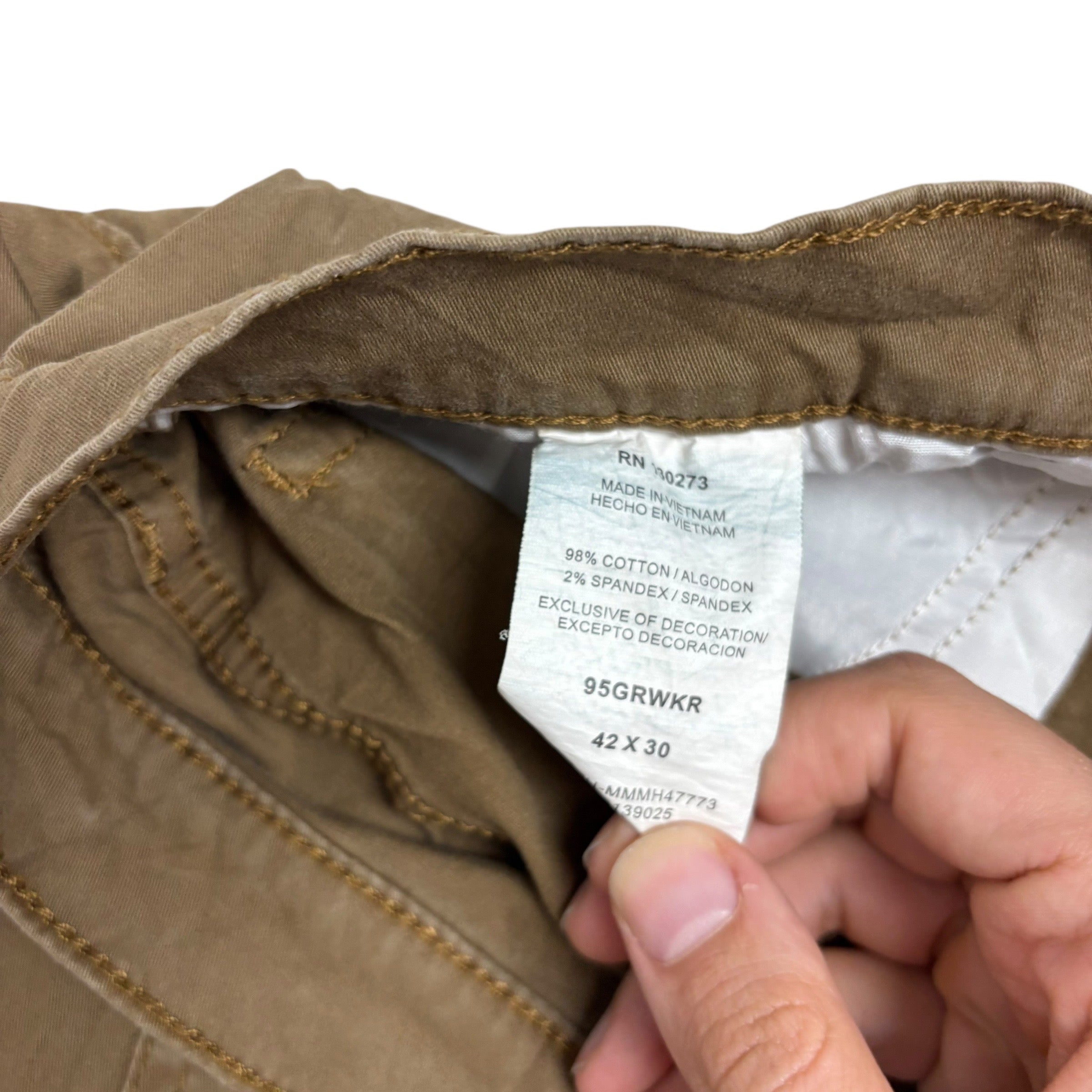 Wrangler Trousers W42 L30 Mens Brown Regular Straight Fit Stretch Pants (E)