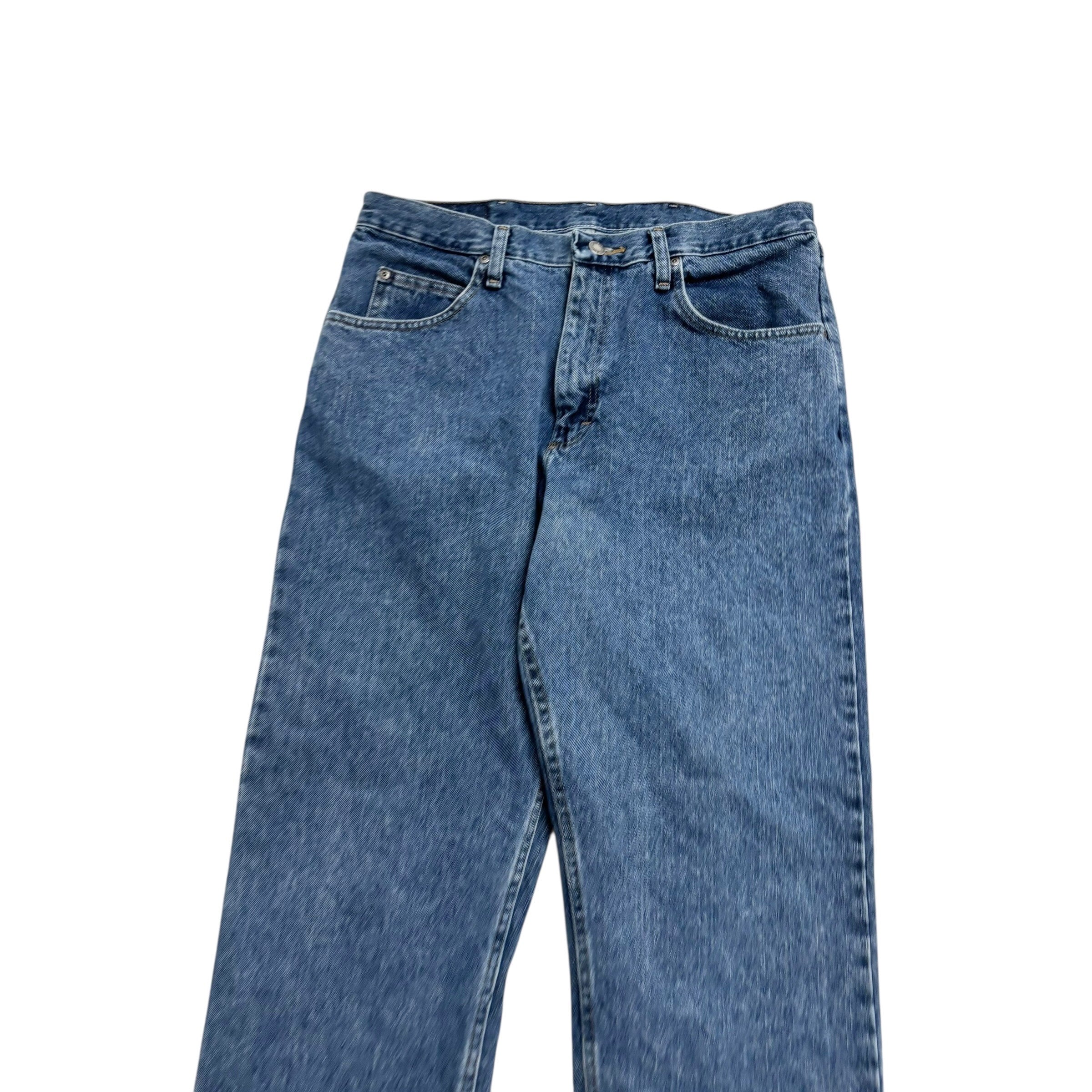 Wrangler Jeans W34 L34 Mens Mid Blue Relaxed Straight Fit Baggy Denim (E)