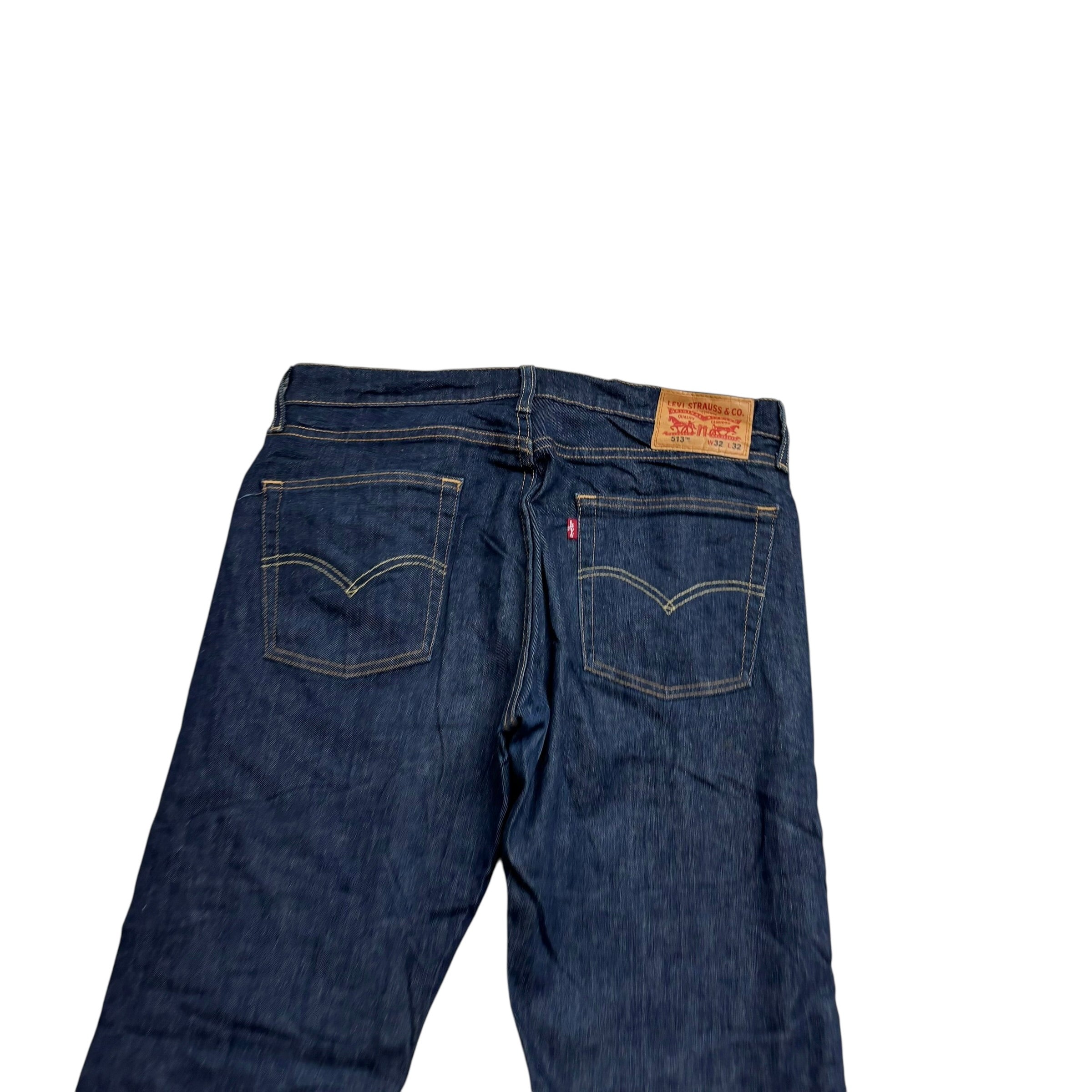 Levis 513 Jeans W32 L32 Mens Dark Blue Slim Straight Fit Stretch Denim (E)