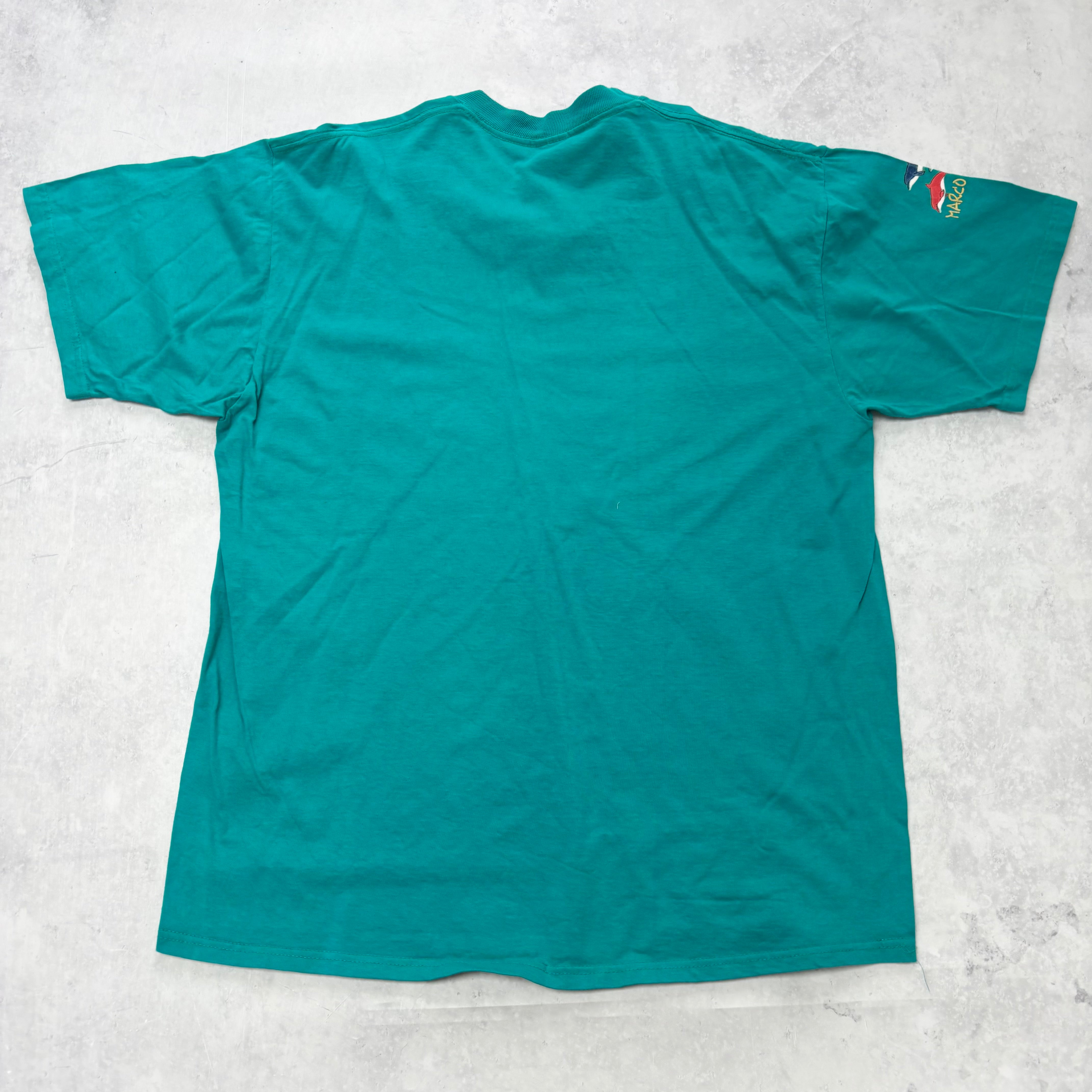 Vintage T Shirt Mens XL Turquoise Blue Graphic Print 90s Tourist (E)