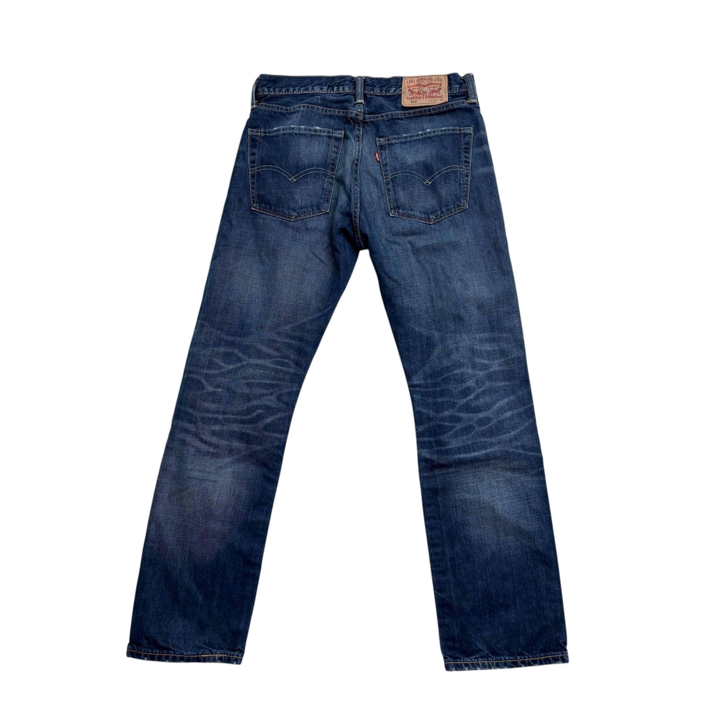 Levis 513 Jeans W31 L30 Mens Dark Blue Slim Straight Fit Denim