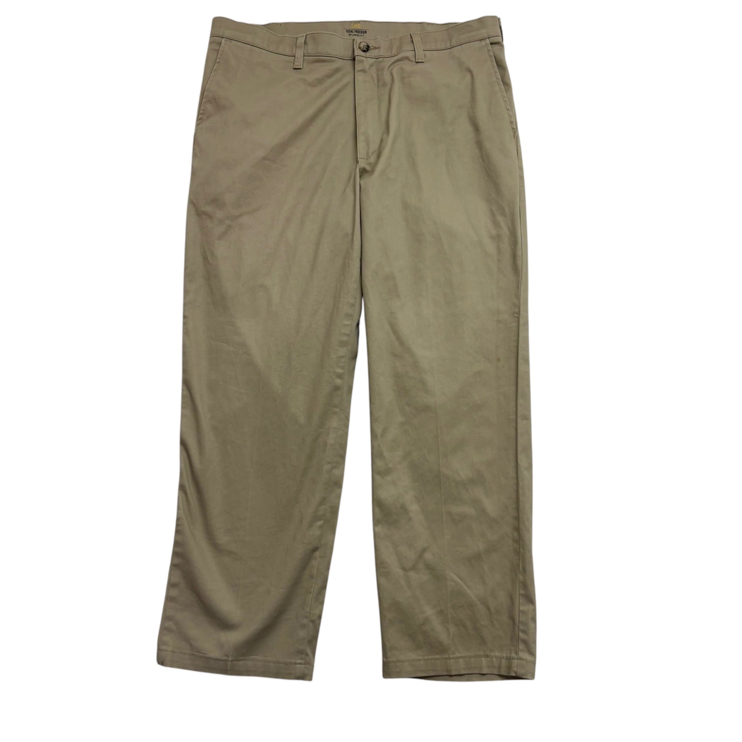 Lee Trousers W36 L30 Mens Khaki Relaxed Fit Total Freedom Pants