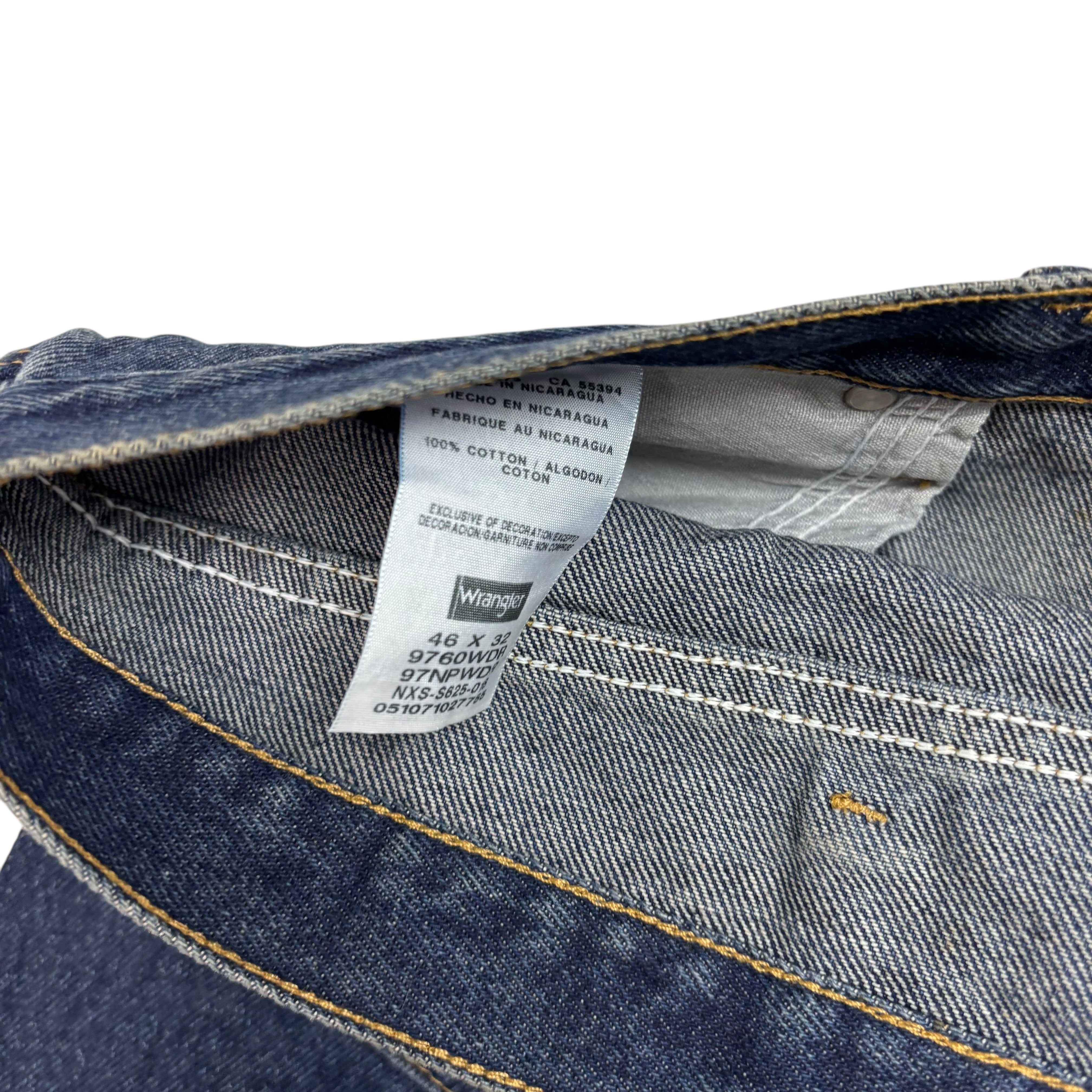 Wrangler Jeans W48 L32 Mens Dark Blue Relaxed Straight Fit Baggy Denim (E)