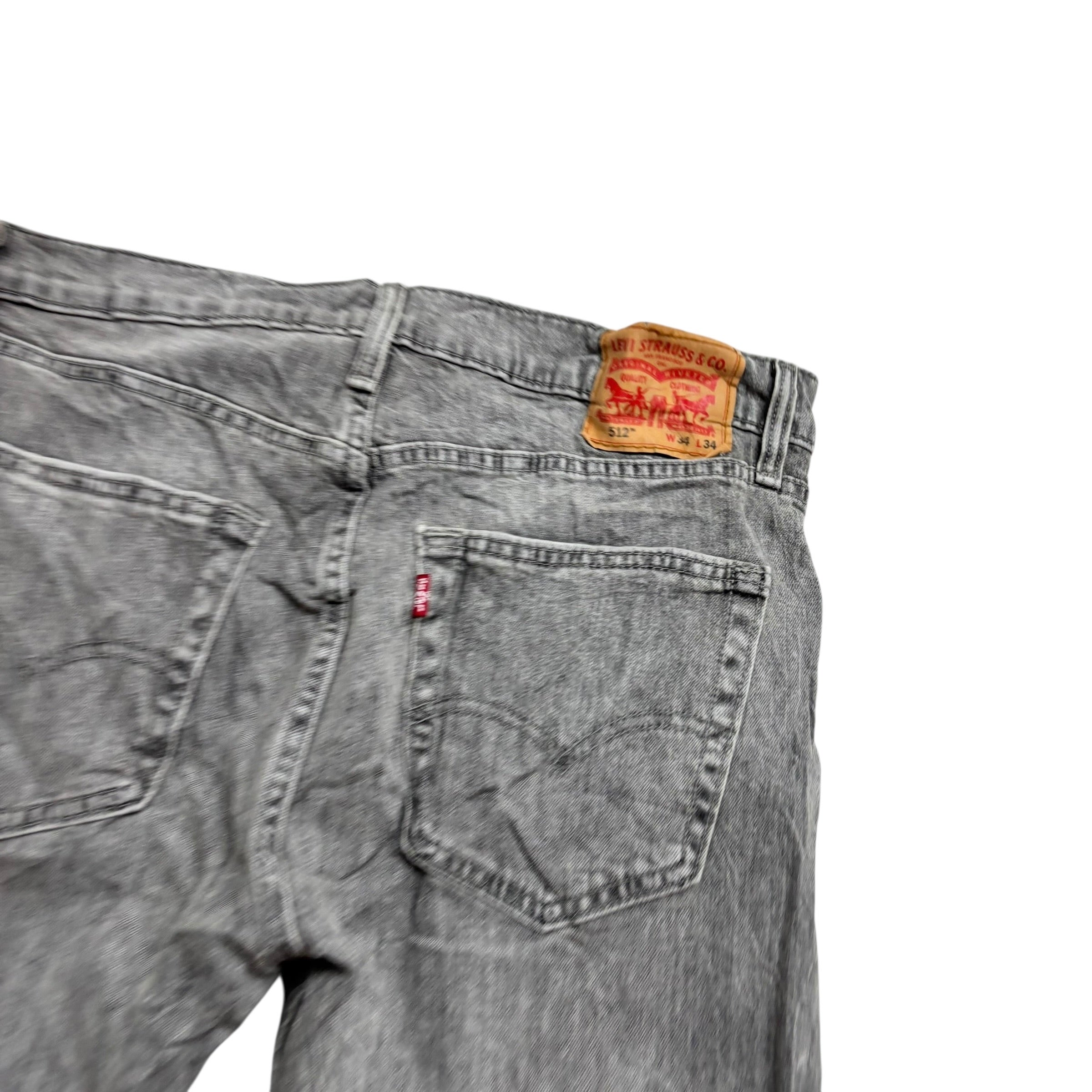 Levis 512 Jeans W34 L34 Mens Grey Slim Tapered Fit Stretch Denim (E)