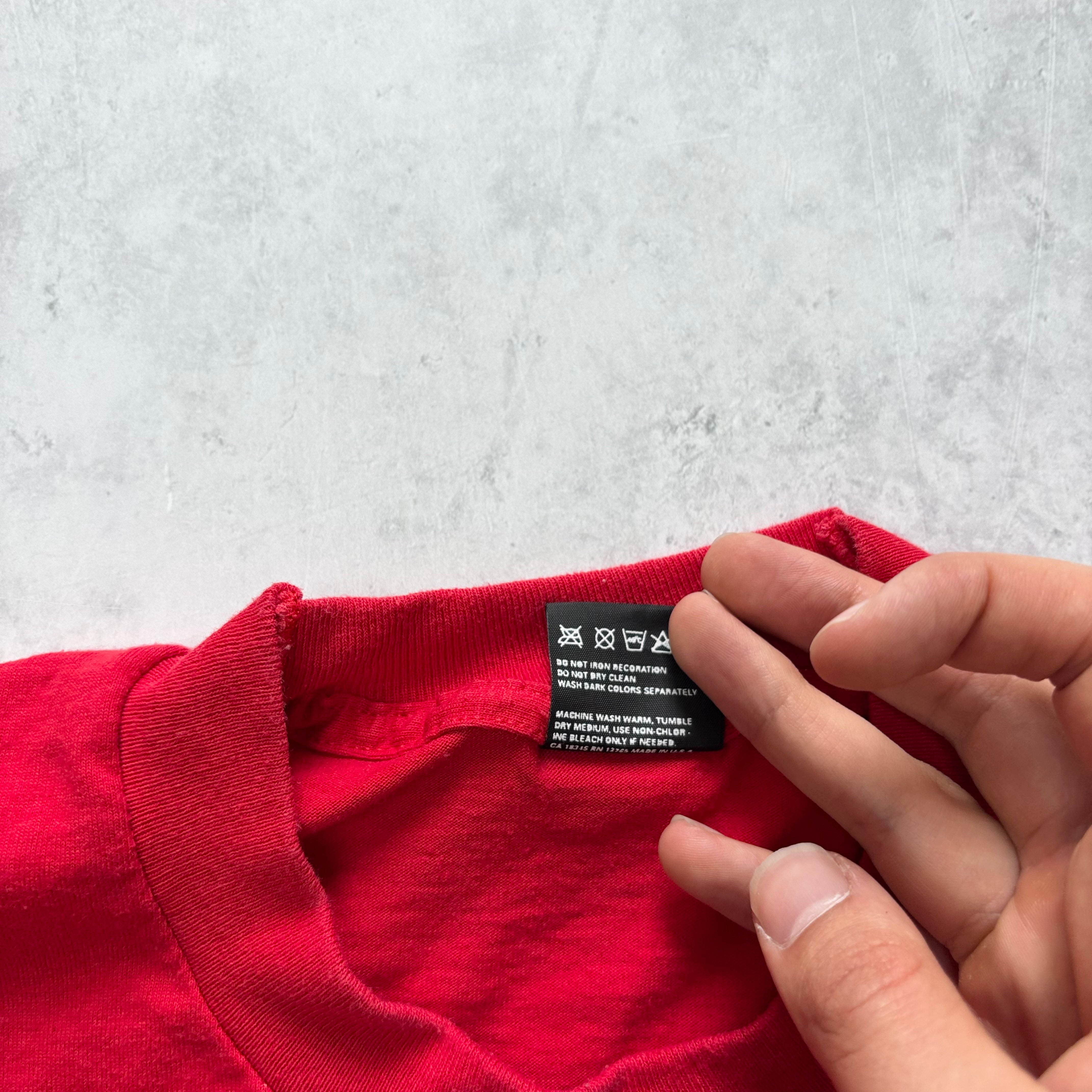 Vintage T Shirt Mens Large Red Single Stitch Graphic Print 90s USA (E)