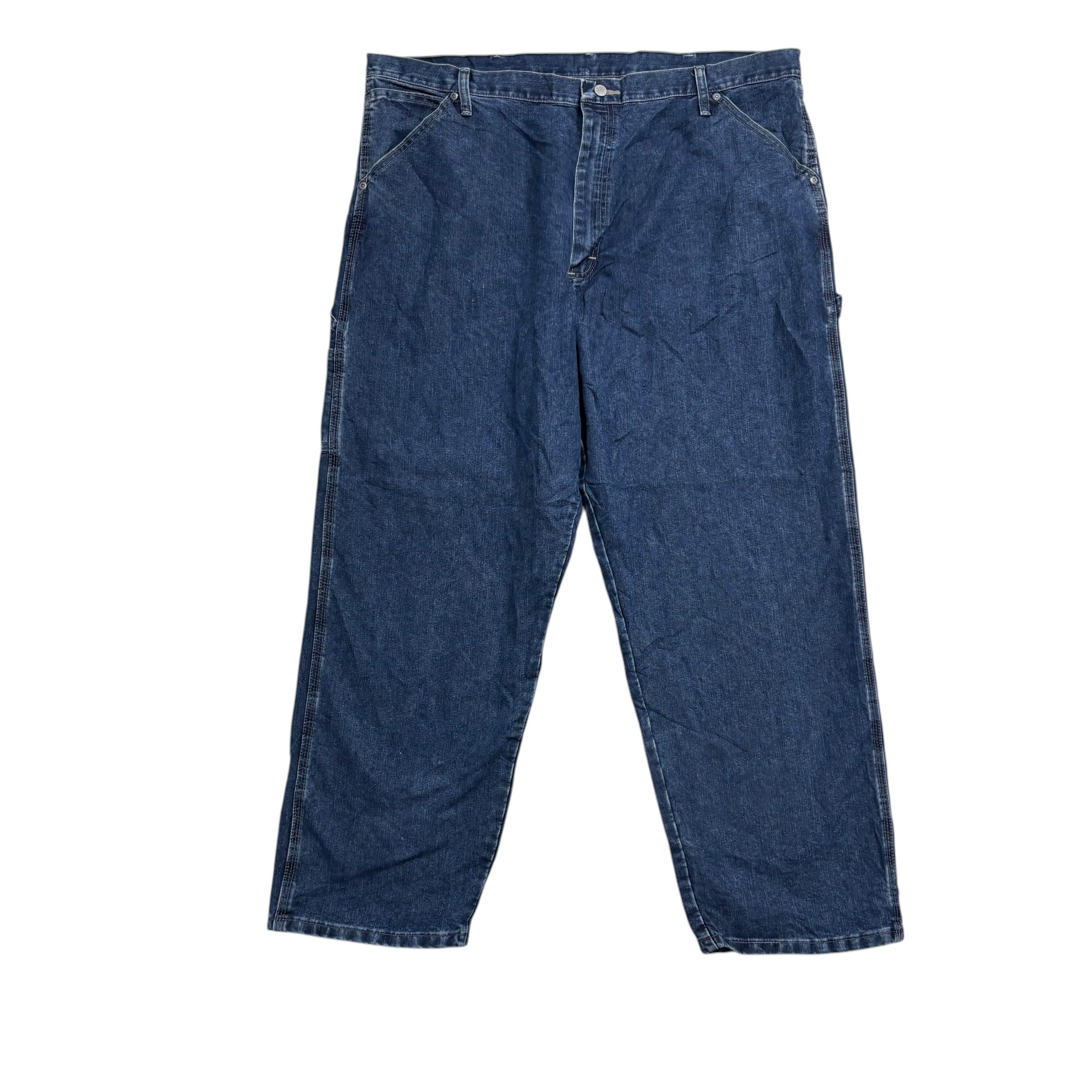 Wrangler Carpenter Jeans W42 L30 Mens Dark Blue Relaxed Straight Fit Denim (E)