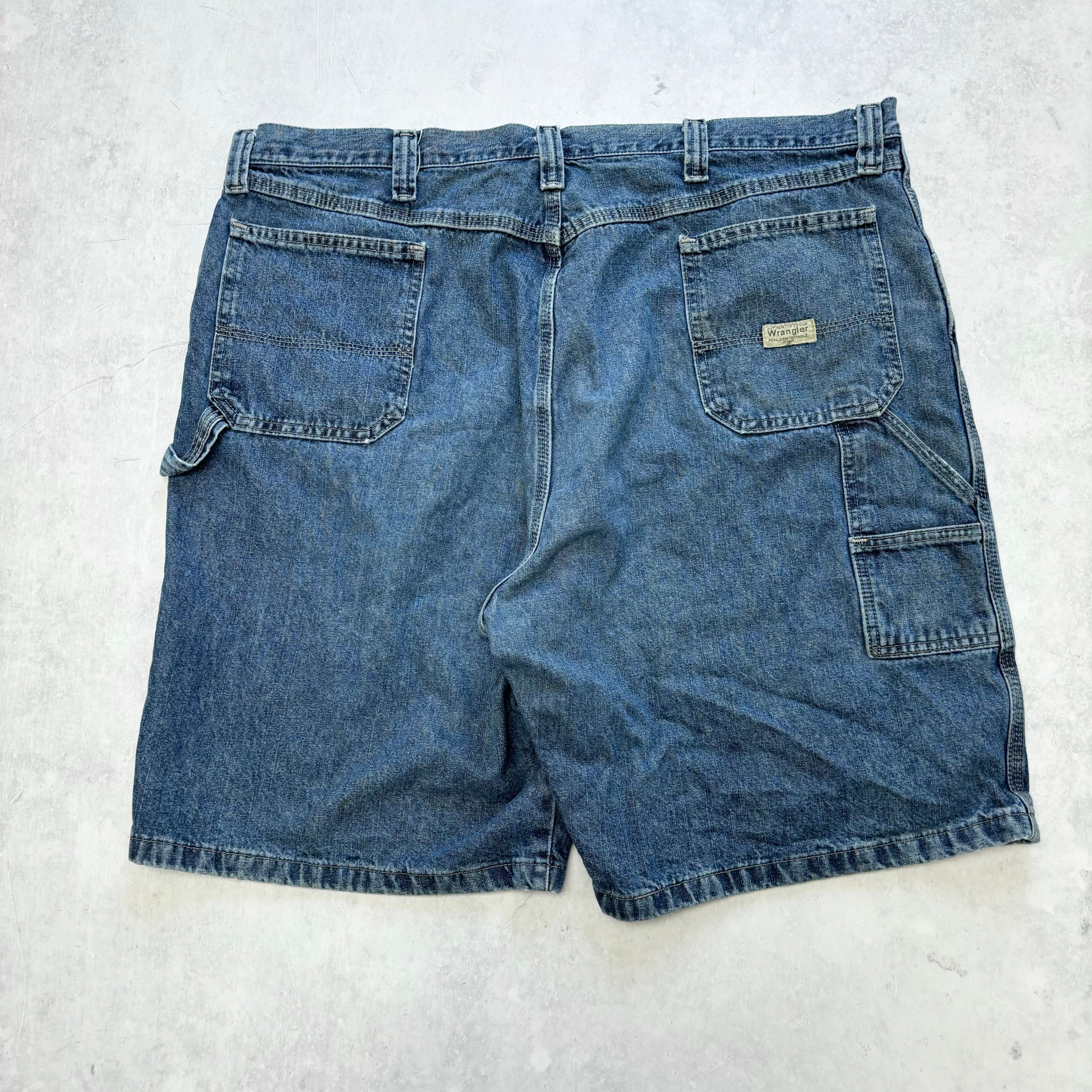 Vintage Wrangler Jorts W44 Mens Denim Shorts Mid Blue Baggy Relaxed Carpenter