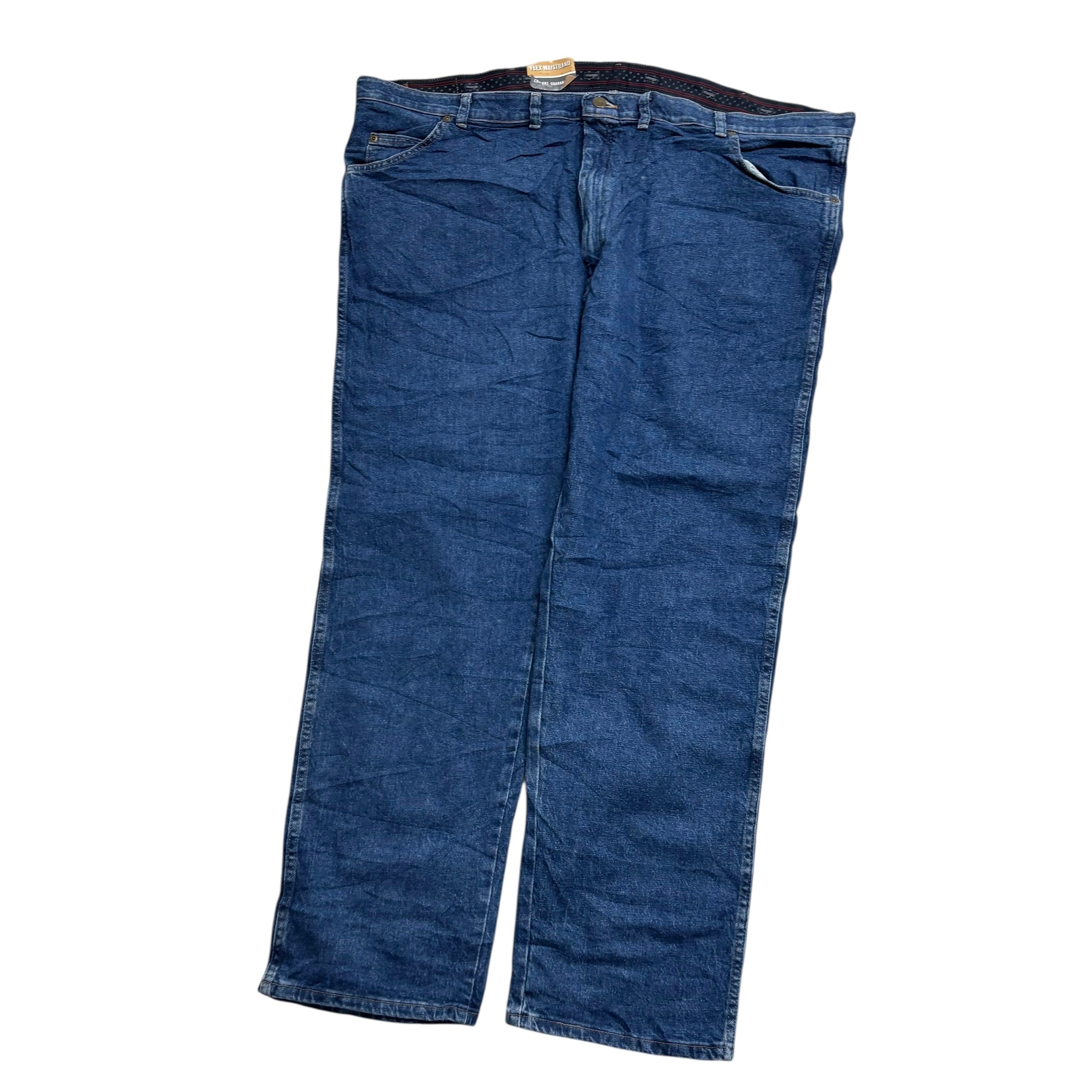 Wrangler Jeans W48 L30 Mens Mid Blue Regular Straight Fit Stretch Denim (E)