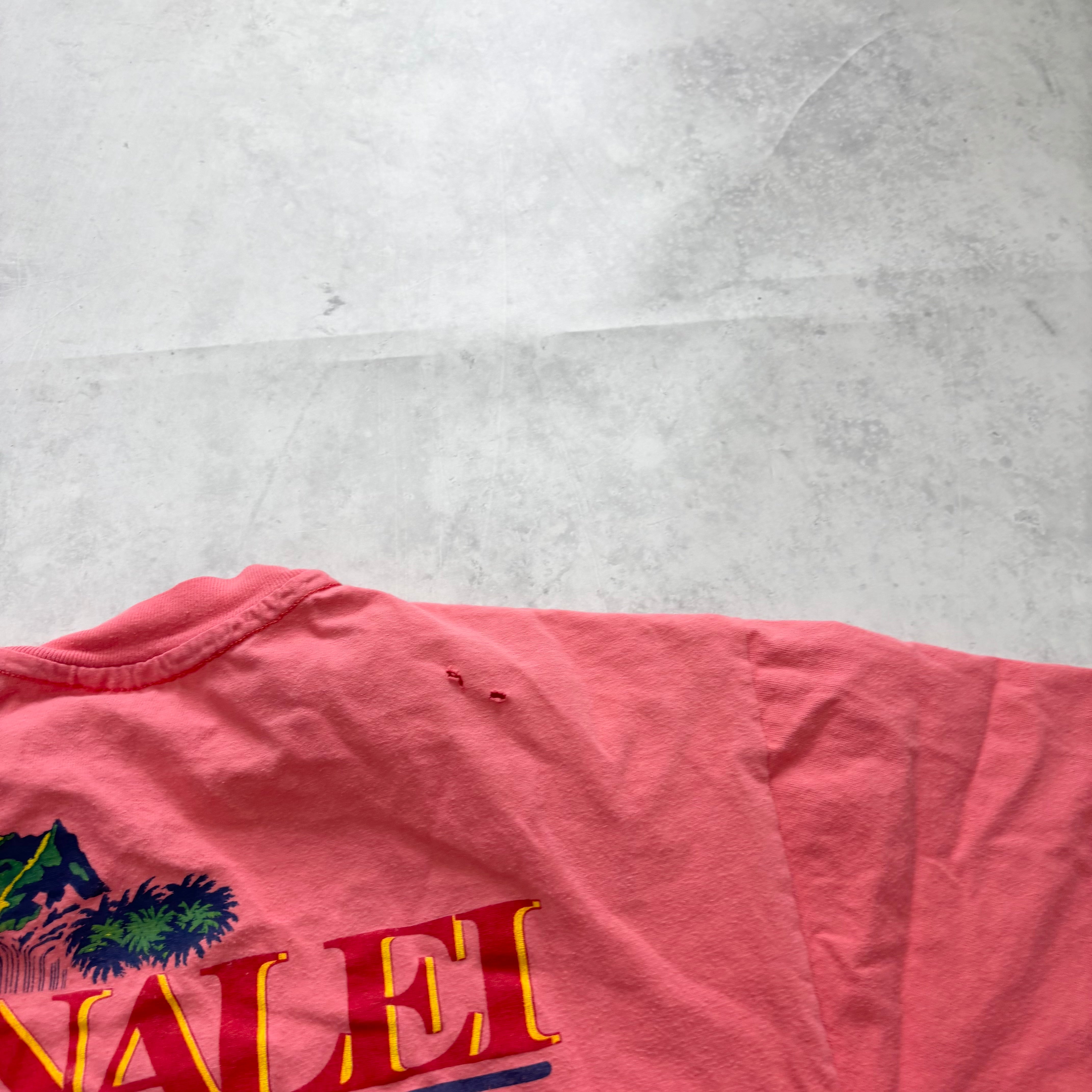 Vintage T Shirt Mens Small Pink Single Stitch Graphic Print 90s USA Tourist (F)