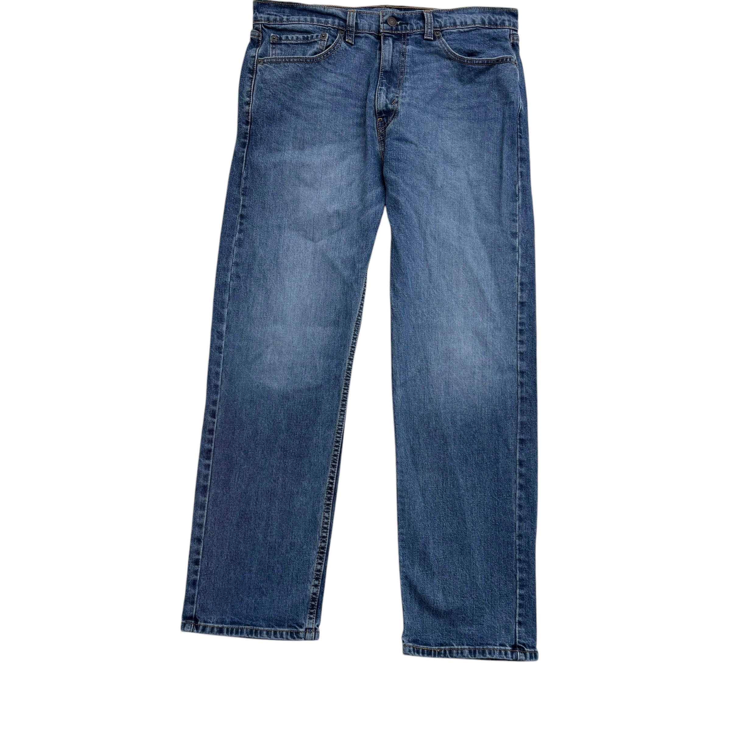Levis 505 Jeans W36 L30 Mens Mid Blue Regular Straight Fit Stretch Denim (E)