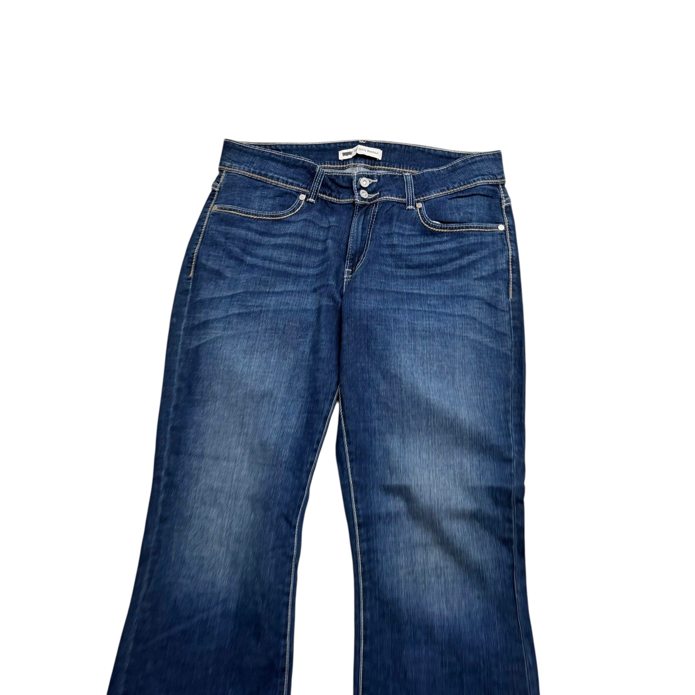 Levis 529 Jeans W32 L32 Womens Curvy Bootcut Dark Blue Stretch Denim (E)