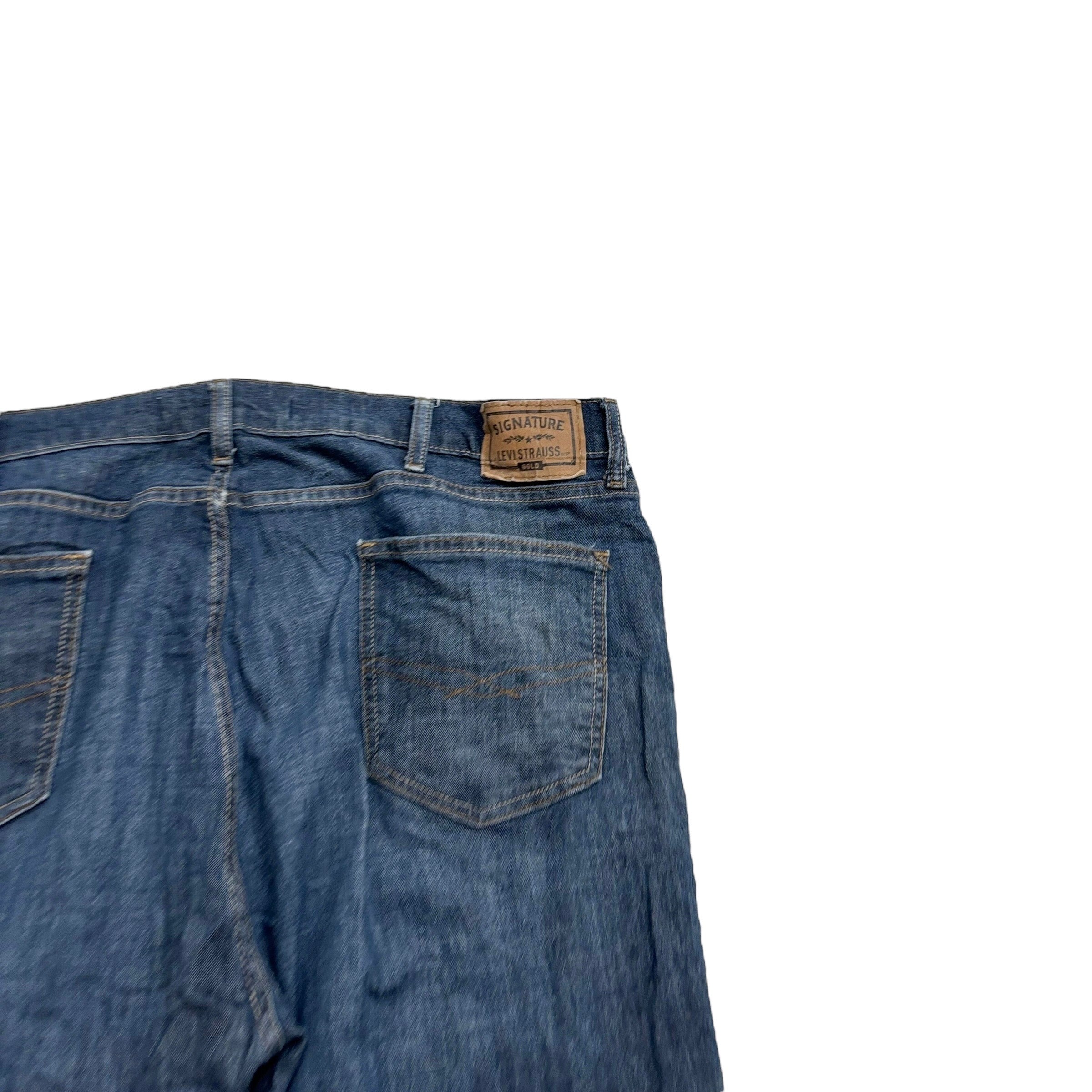 Levis Signature Jeans W44 L31 Mens Dark Blue Regular Straight Stretch Denim