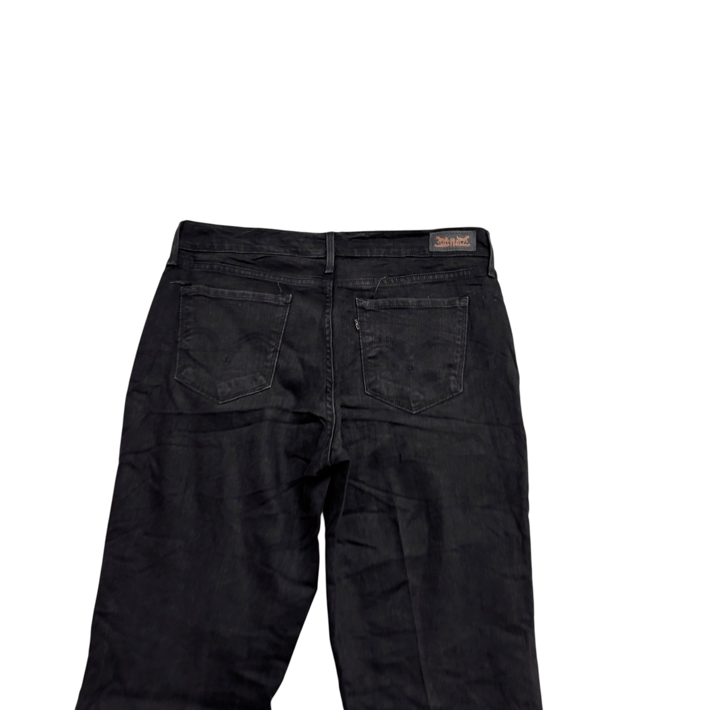 Levis 505 Jeans W30 L34 Womens Regular Straight Fit Black Stretch Denim