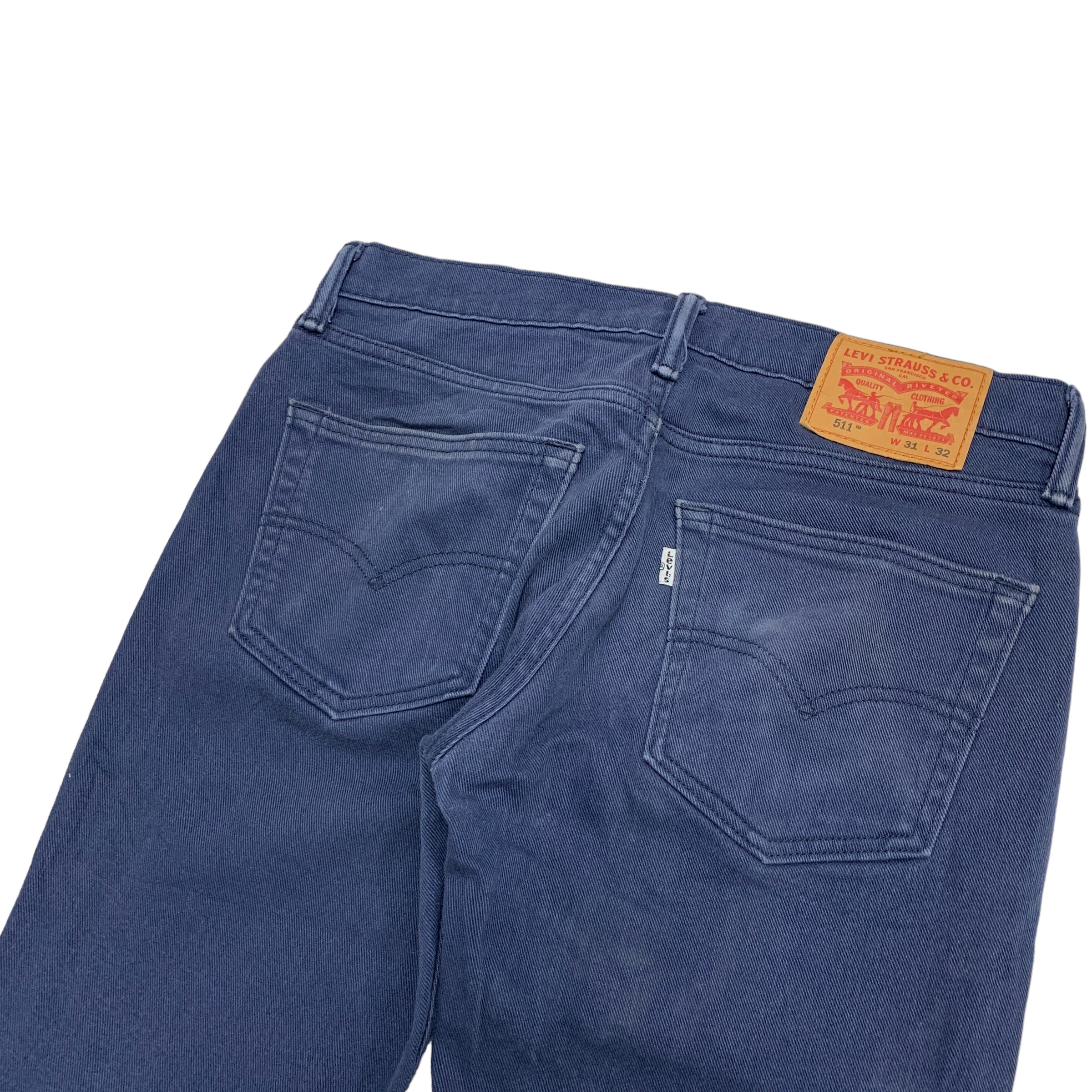 Levis 511 Trousers W31 L32 Mens Blue Slim Fit Stretch Cotton Pants