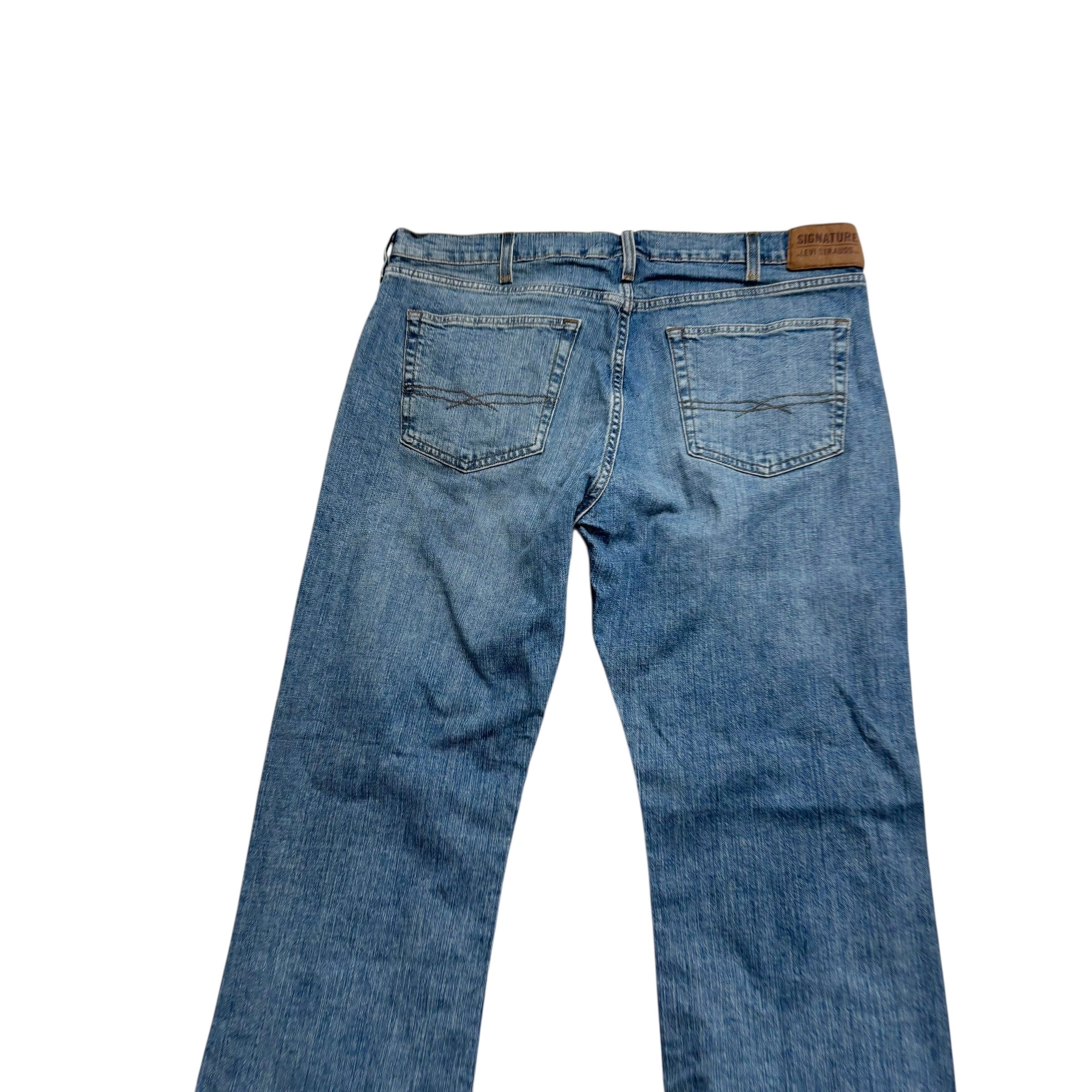 Levis Signature Jeans W36 L32 Mens Light Blue Regular Bootcut Stretch Denim (E)