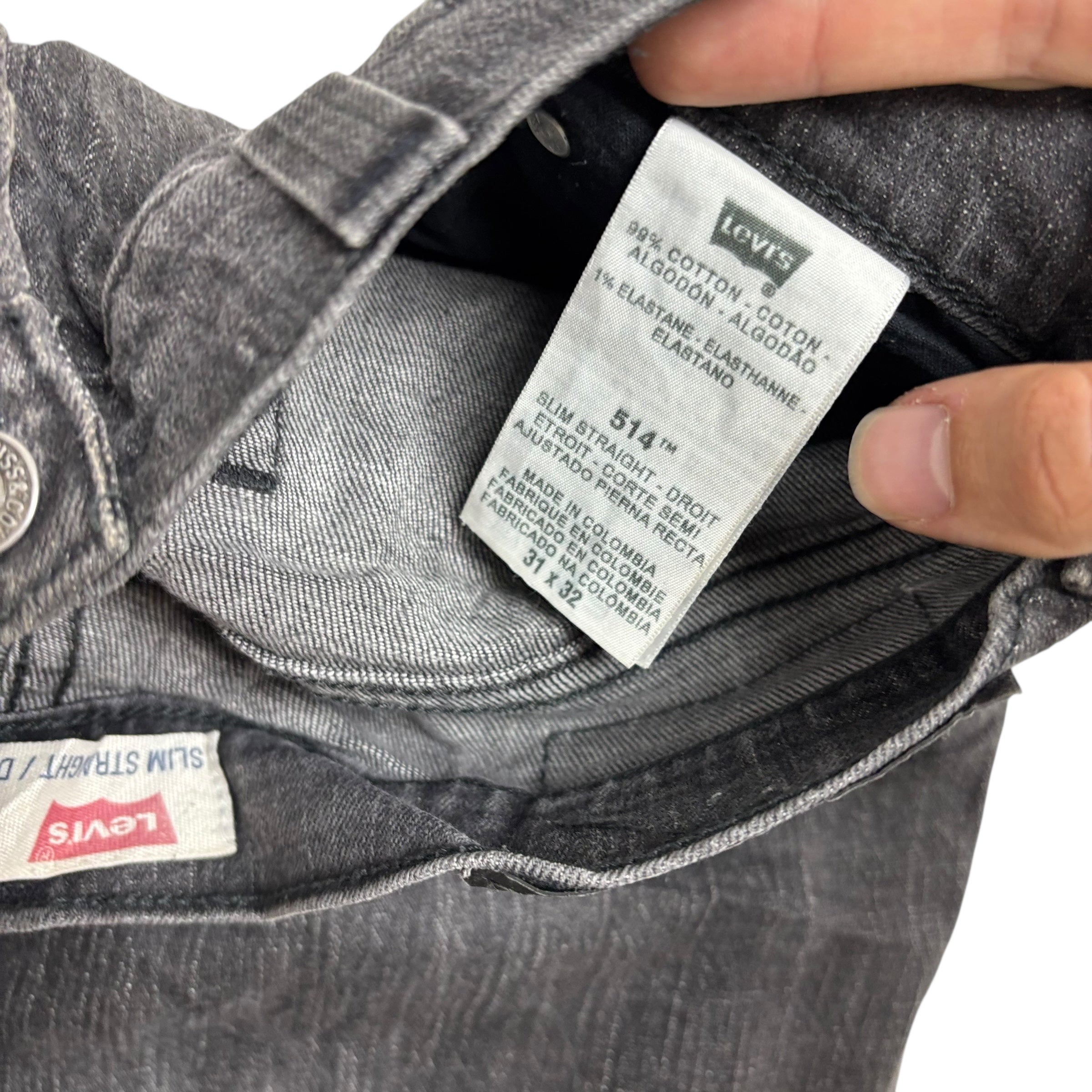 Levis 514 Jeans W31 L32 Mens Black Slim Straight Fit Stretch Vintage Denim