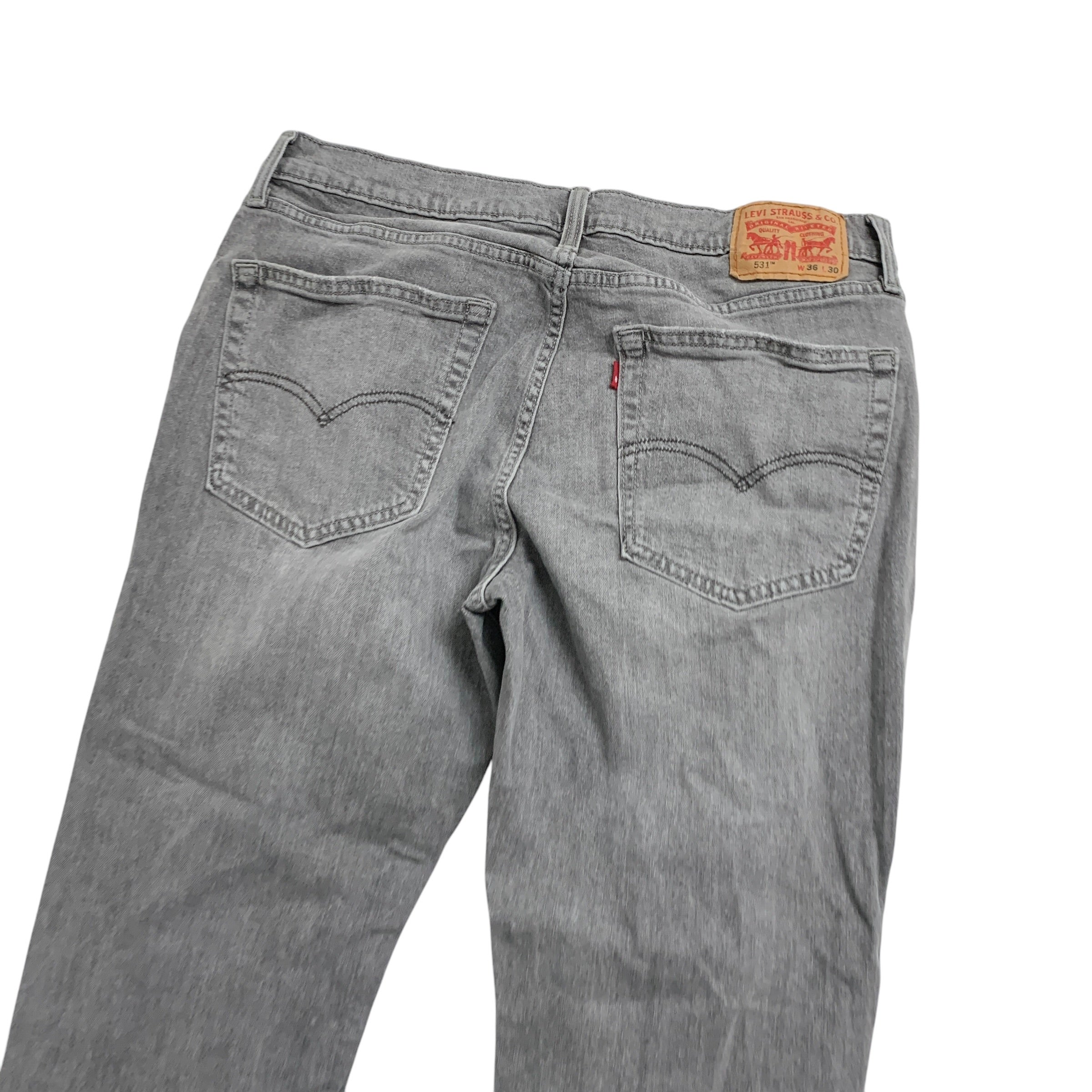 Levis 531 Jeans W36 L29 Mens Grey Slim Fit Stretch Distressed Denim