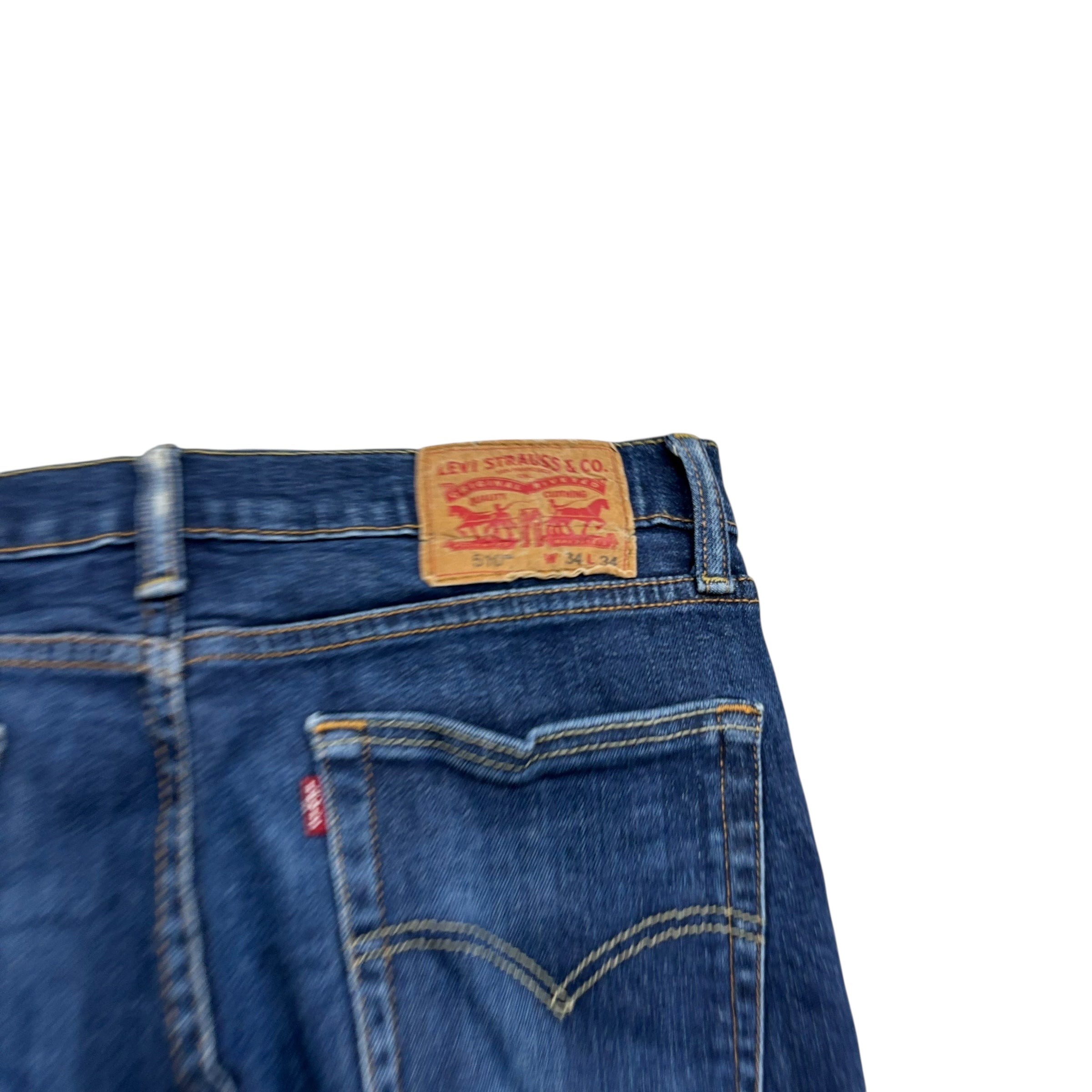 Levis 510 Jeans W32 L33 Mens Dark Blue Skinny Fit Stretch Denim (E)