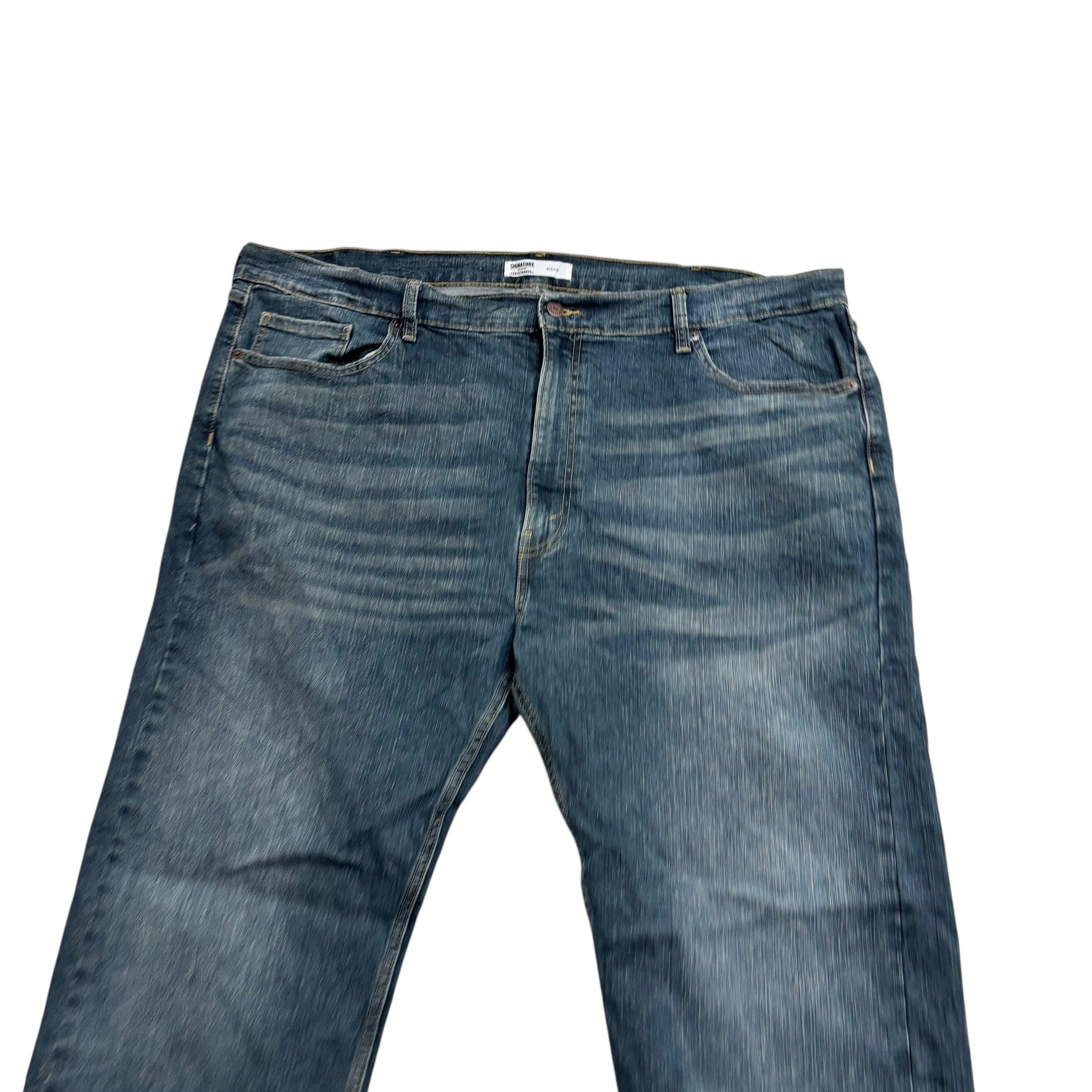 Levis Signature Jeans W46 L32 Mens Dark Blue Regular Straight Stretch Denim (E)