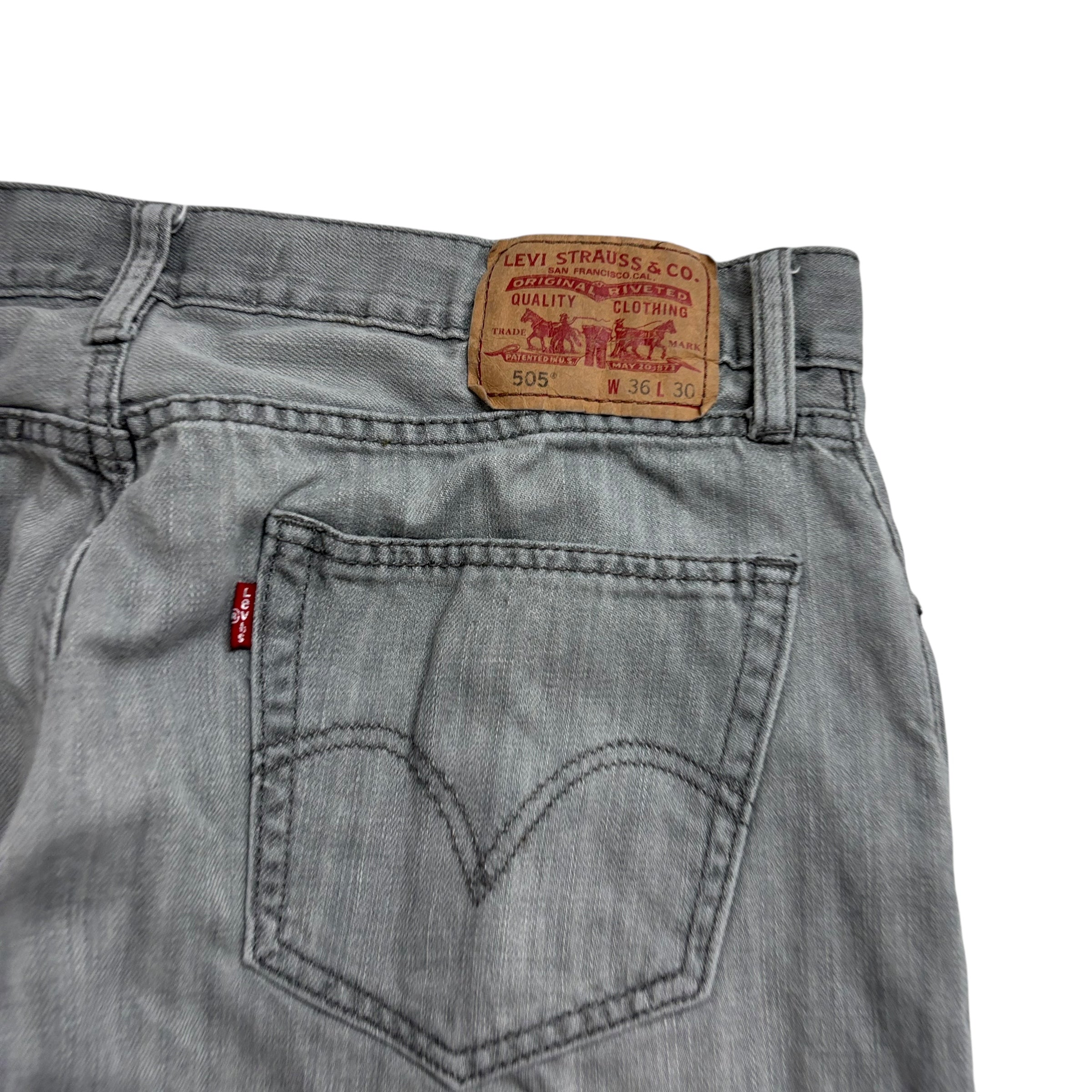 Levis 505 Jeans W36 L30 Mens Grey Regular Straight Fit Vintage Denim