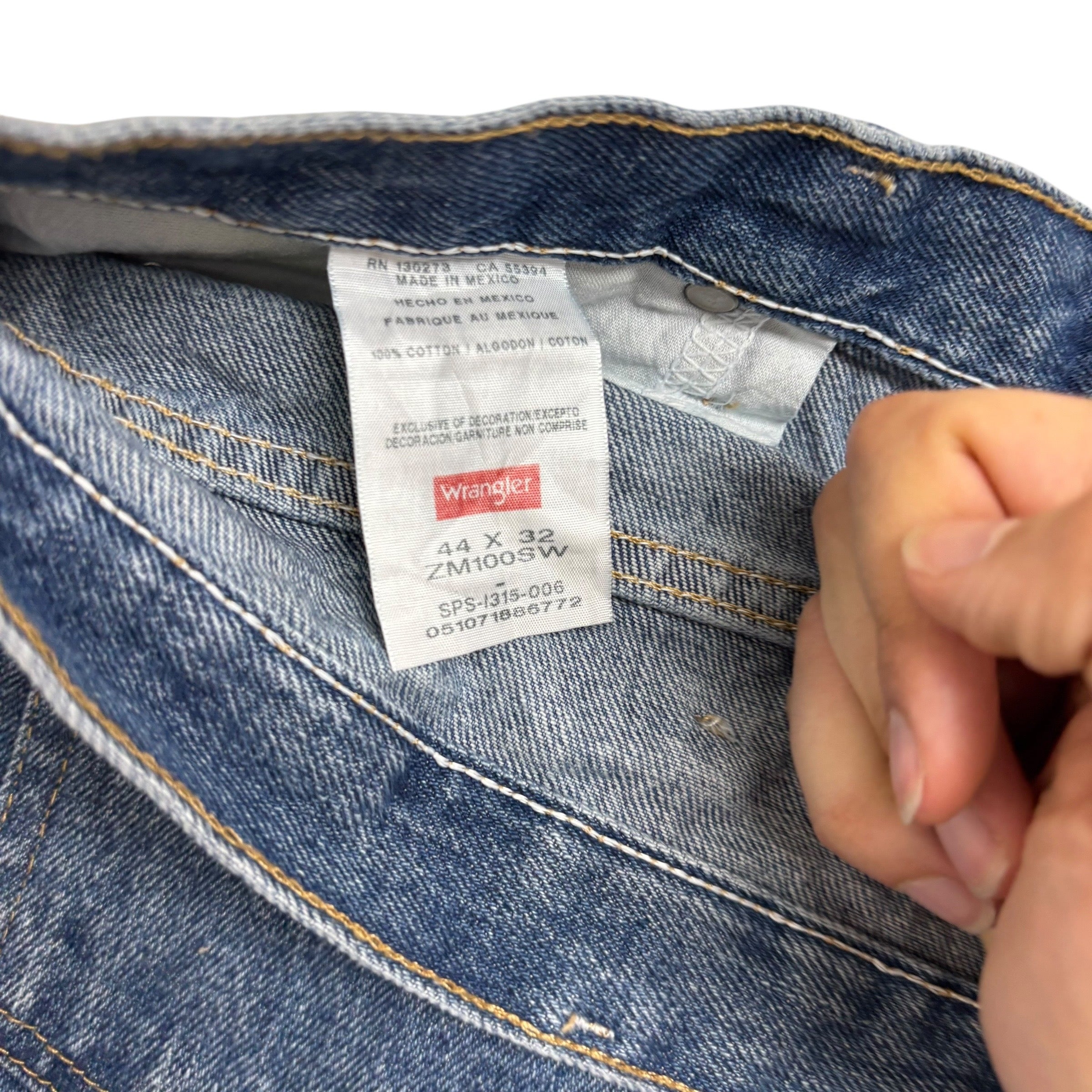 Wrangler Jeans W44 L32 Mens Mid Blue Regular Straight Fit Denim