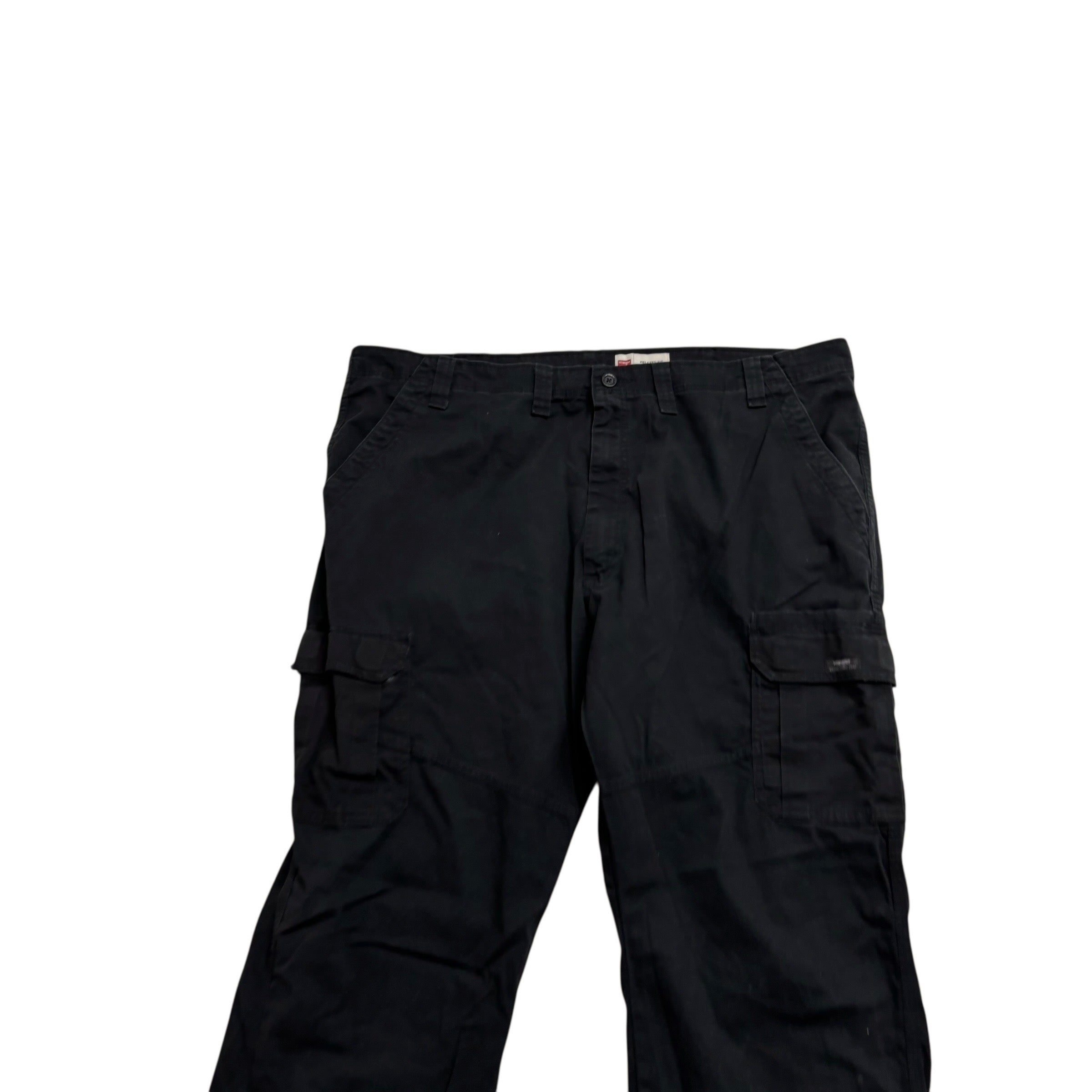 Wrangler Cargo Pants W44 L32 Mens Black Relaxed Straight Fit Trousers (E)