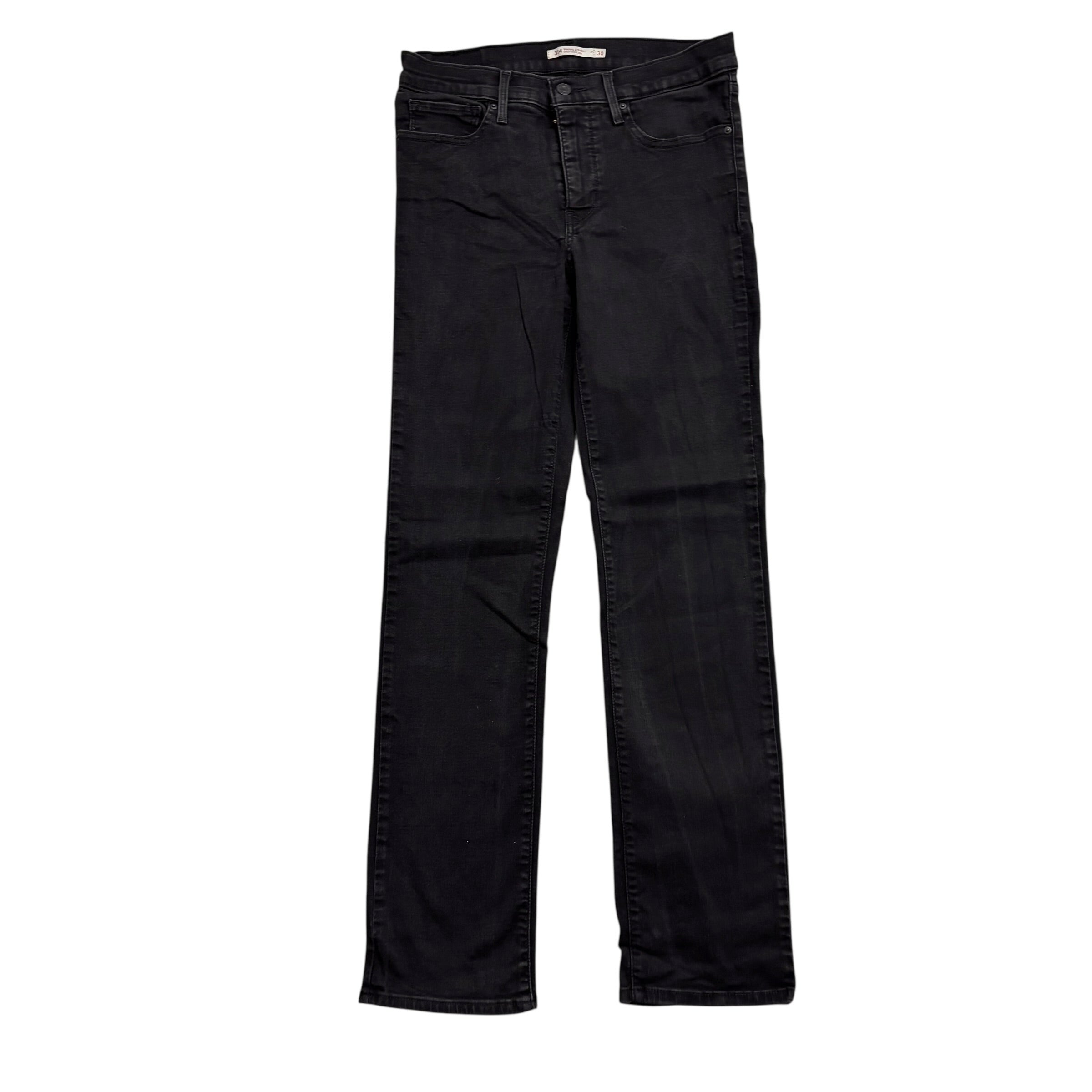 Levis 314 Jeans W30 L32 Womens Shaping Straight Fit Black Stretch Denim (E)