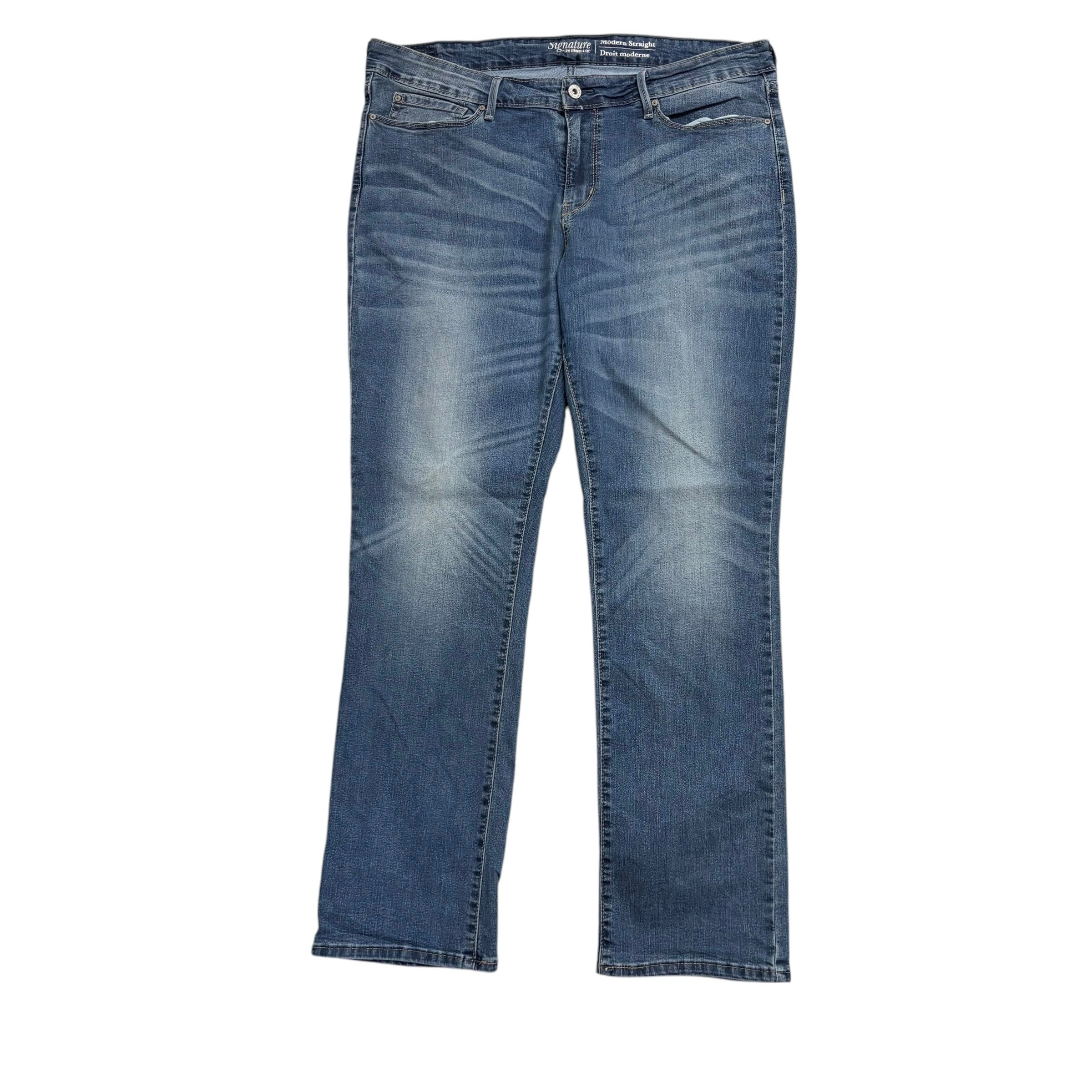 Levis Signature Jeans W34 L31 Womens Regular Straight Fit Mid Blue Stretch (E)