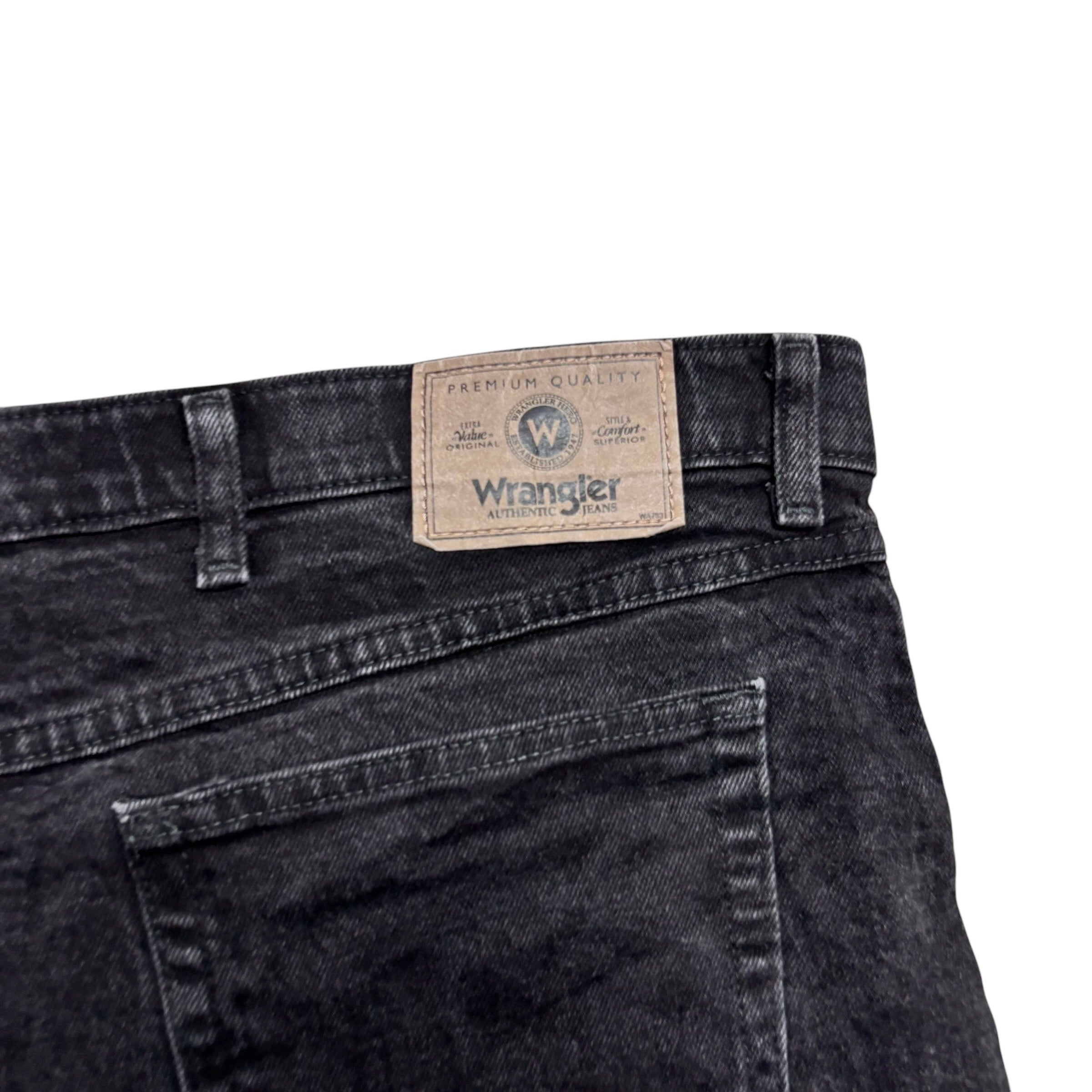 Wrangler Jeans W50 L30 Mens Black Regular Straight Fit Stretch Denim