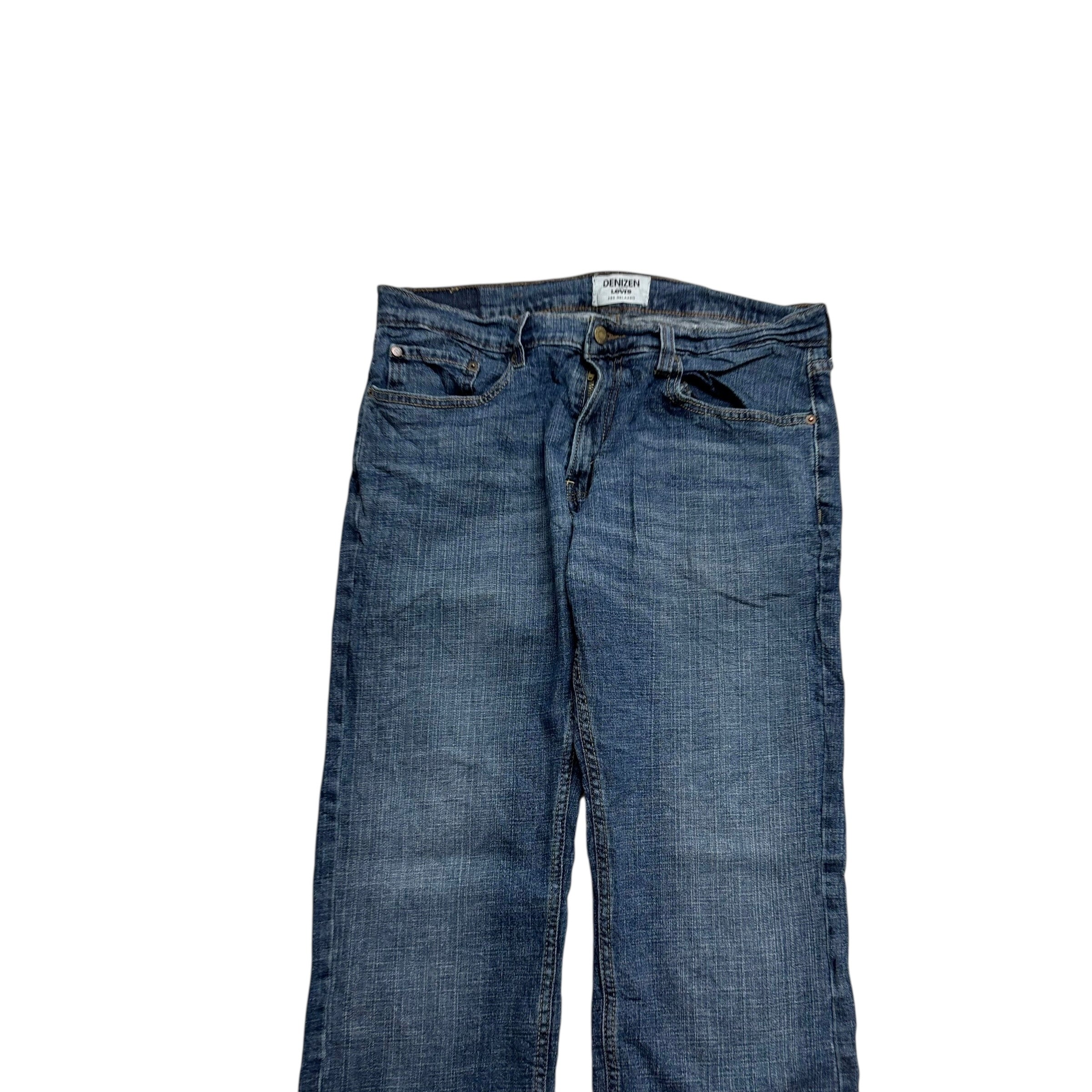 Levis Denizen Jeans W32 L29 Mens Mid Blue Relaxed Straight Fit Stretch Denim