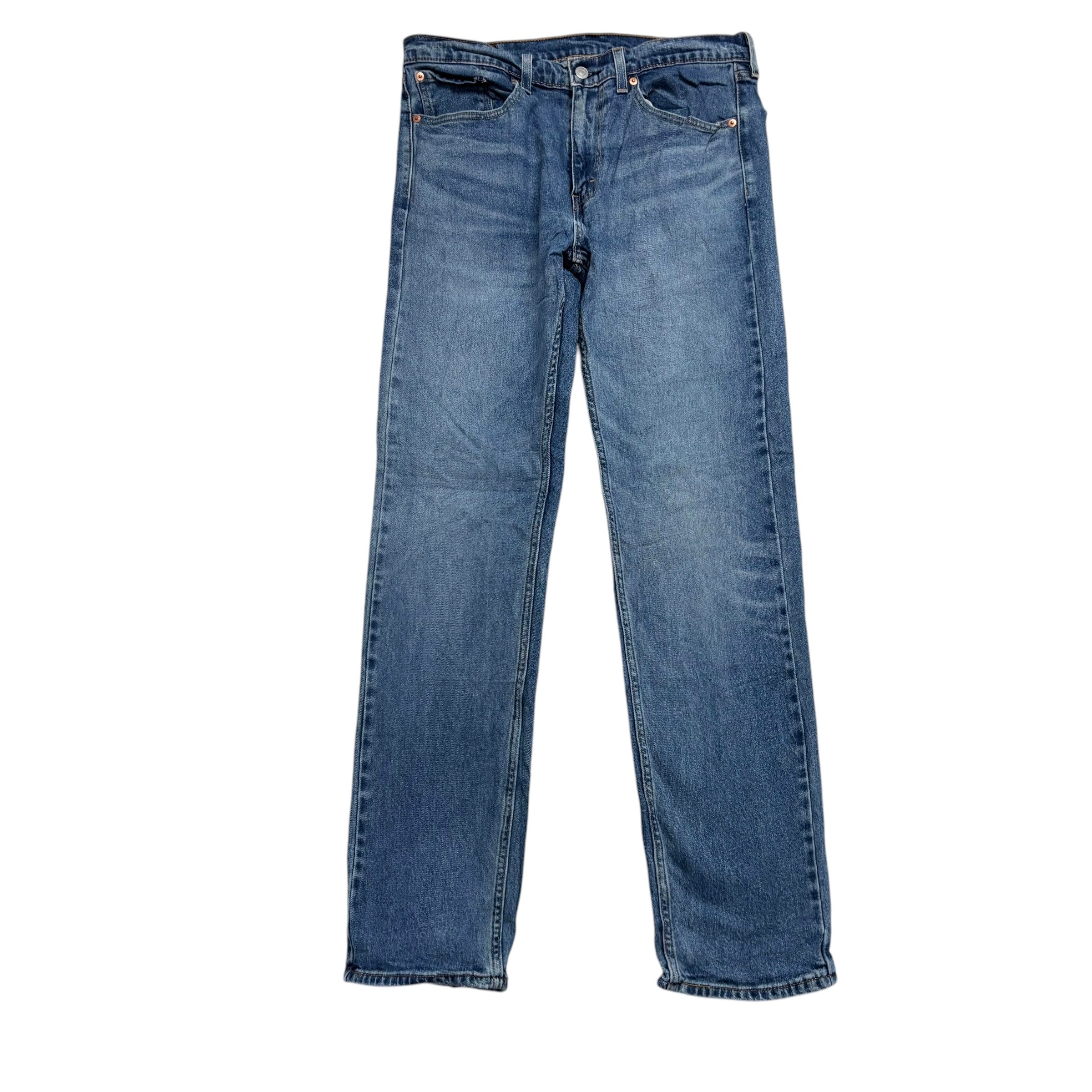 Levis 505 Jeans W32 L34 Mens Mid Blue Regular Straight Fit Stretch Denim (E)