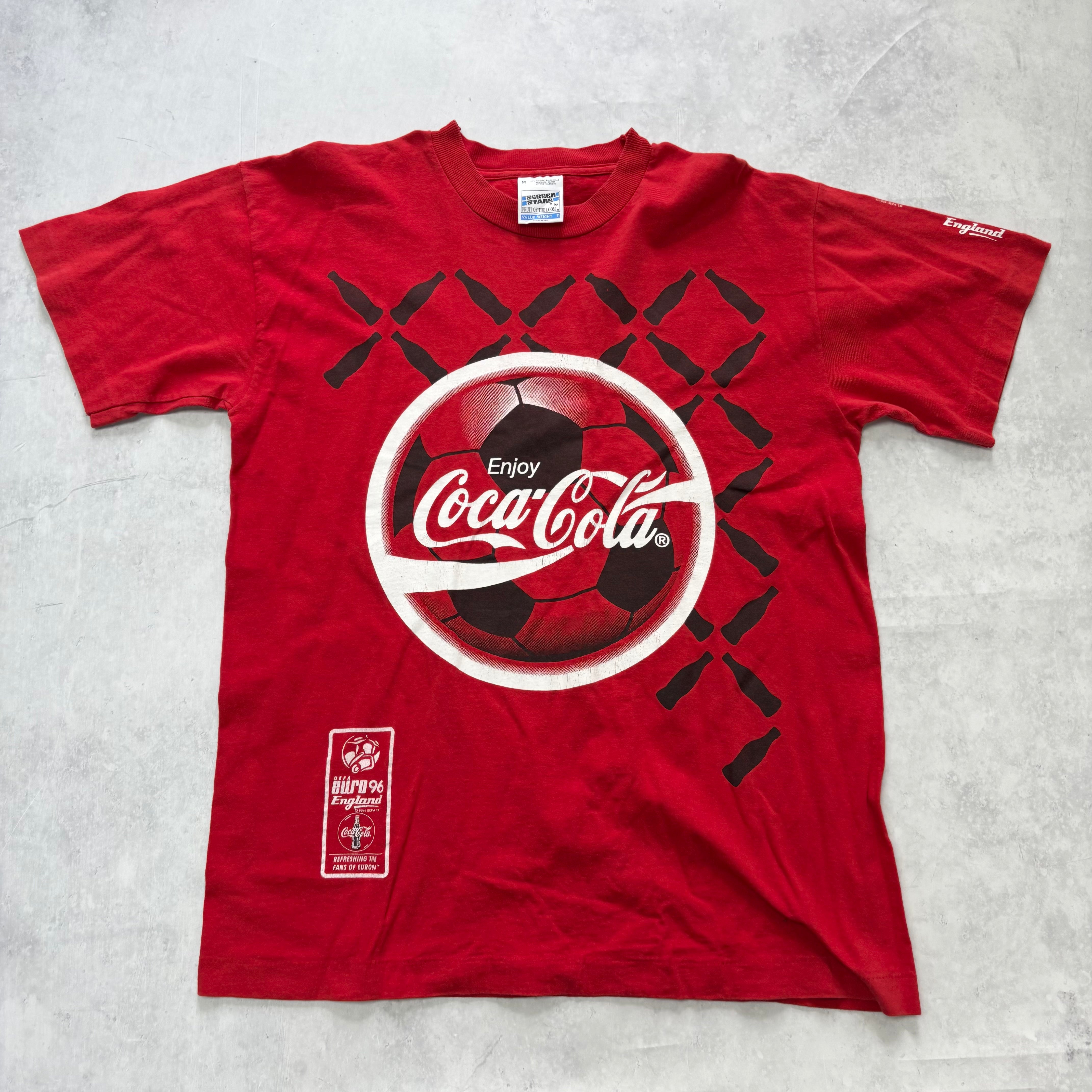 Vintage T Shirt Mens Medium Red Single Stitch Graphic Print 90s Euro 96