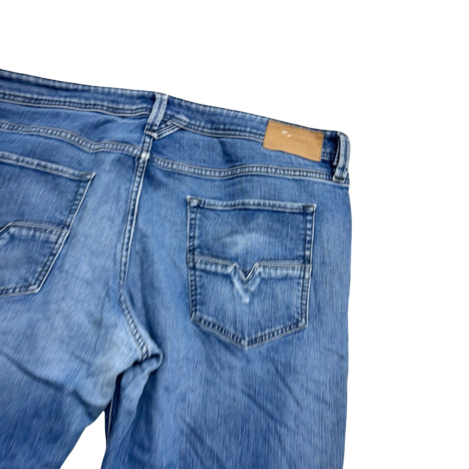 Diesel Larkee Beex Jeans W40 L32 Mens Navy Blue Regular Tapered Fit Stretch (E)