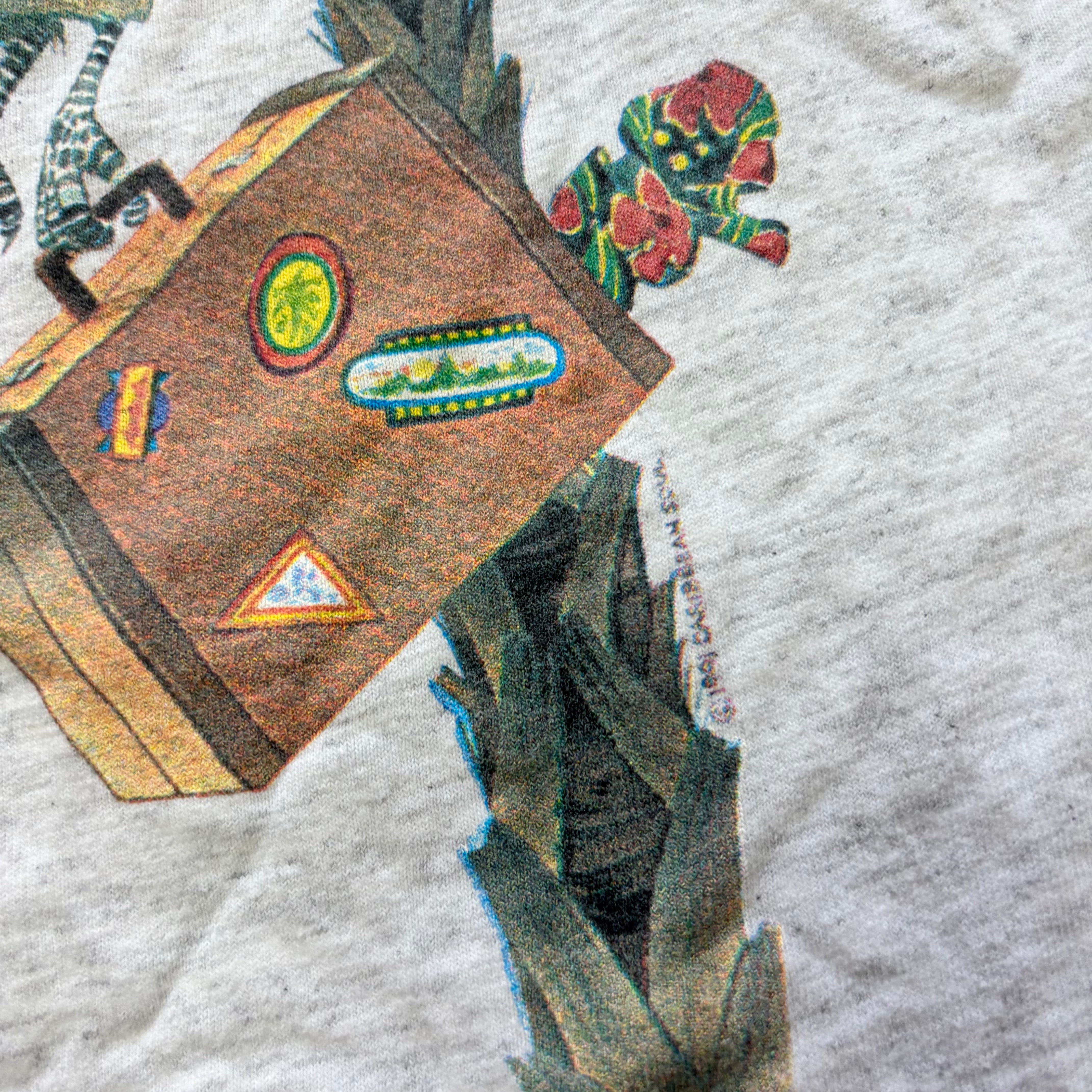 Vintage T Shirt Mens Medium Grey Single Stitch Graphic Print 90s Parrot (E)