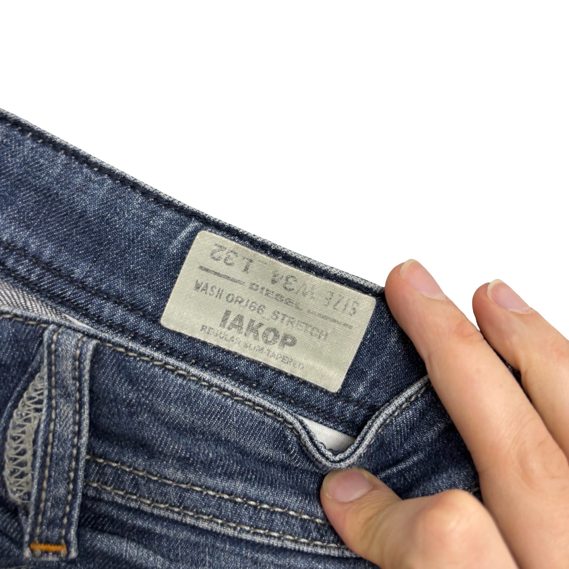 Diesel Iakop Jeans W36 L32 Mens Dark Blue Slim Tapered Fit Stretch Denim (F)