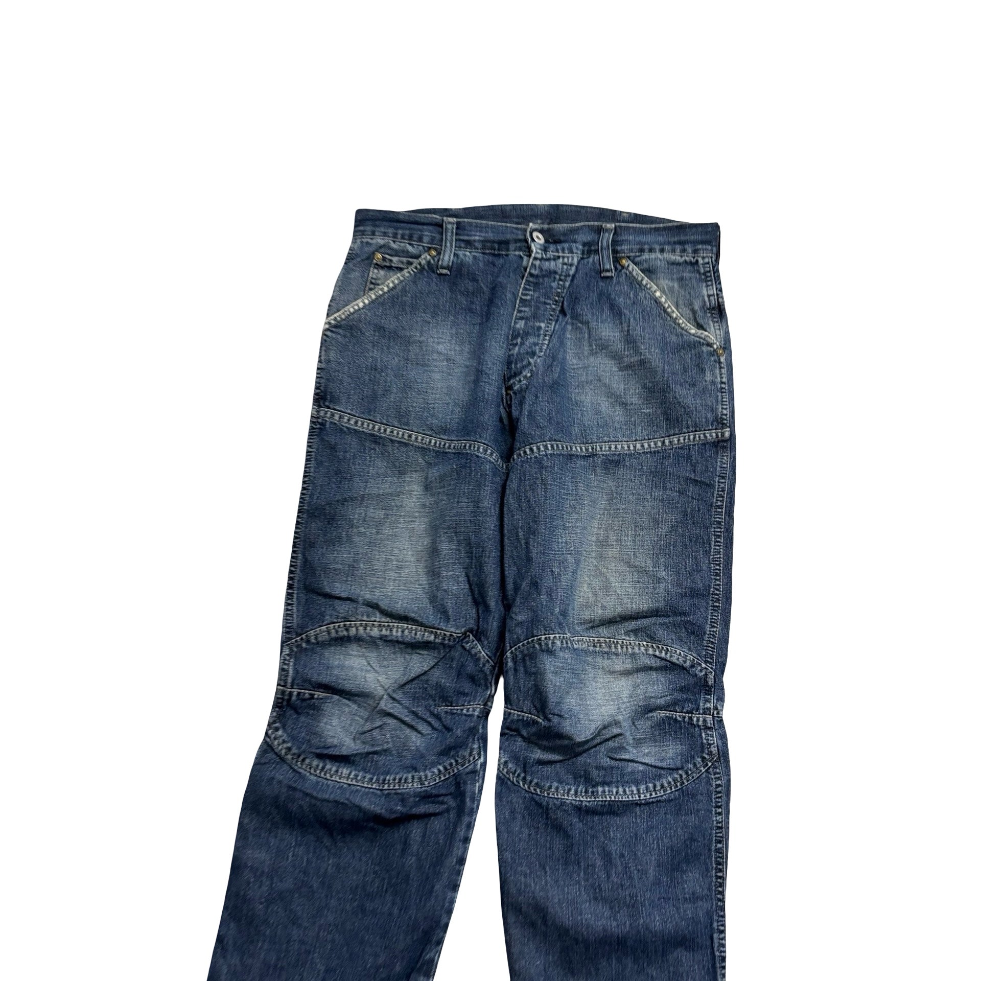 G Star Shortcut Elwood Jeans W34 L32 Mens Dark Blue Relaxed Baggy Fit Denim