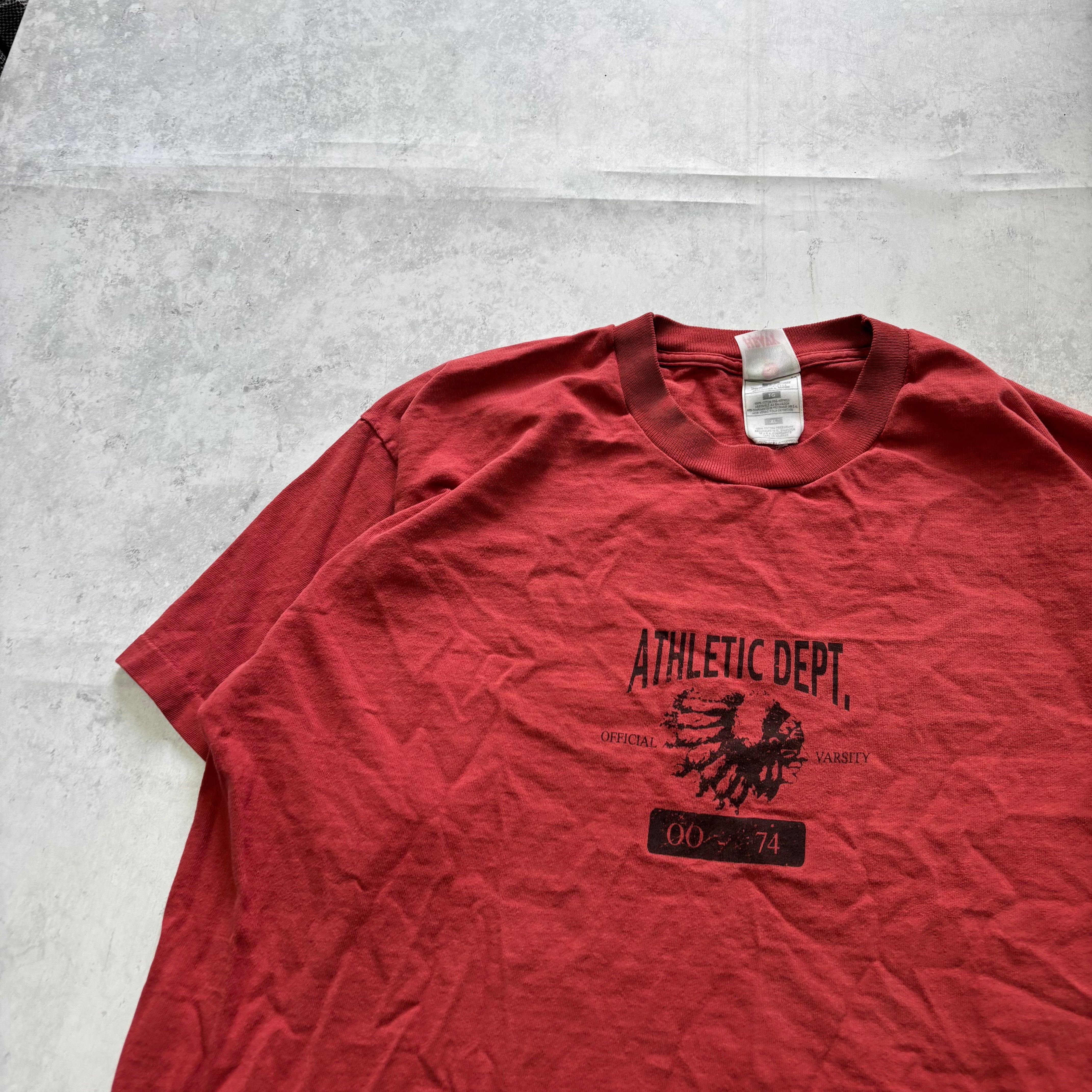 Vintage T Shirt Mens XL Red Single Stitch Graphic Print 90s USA Sports (E)