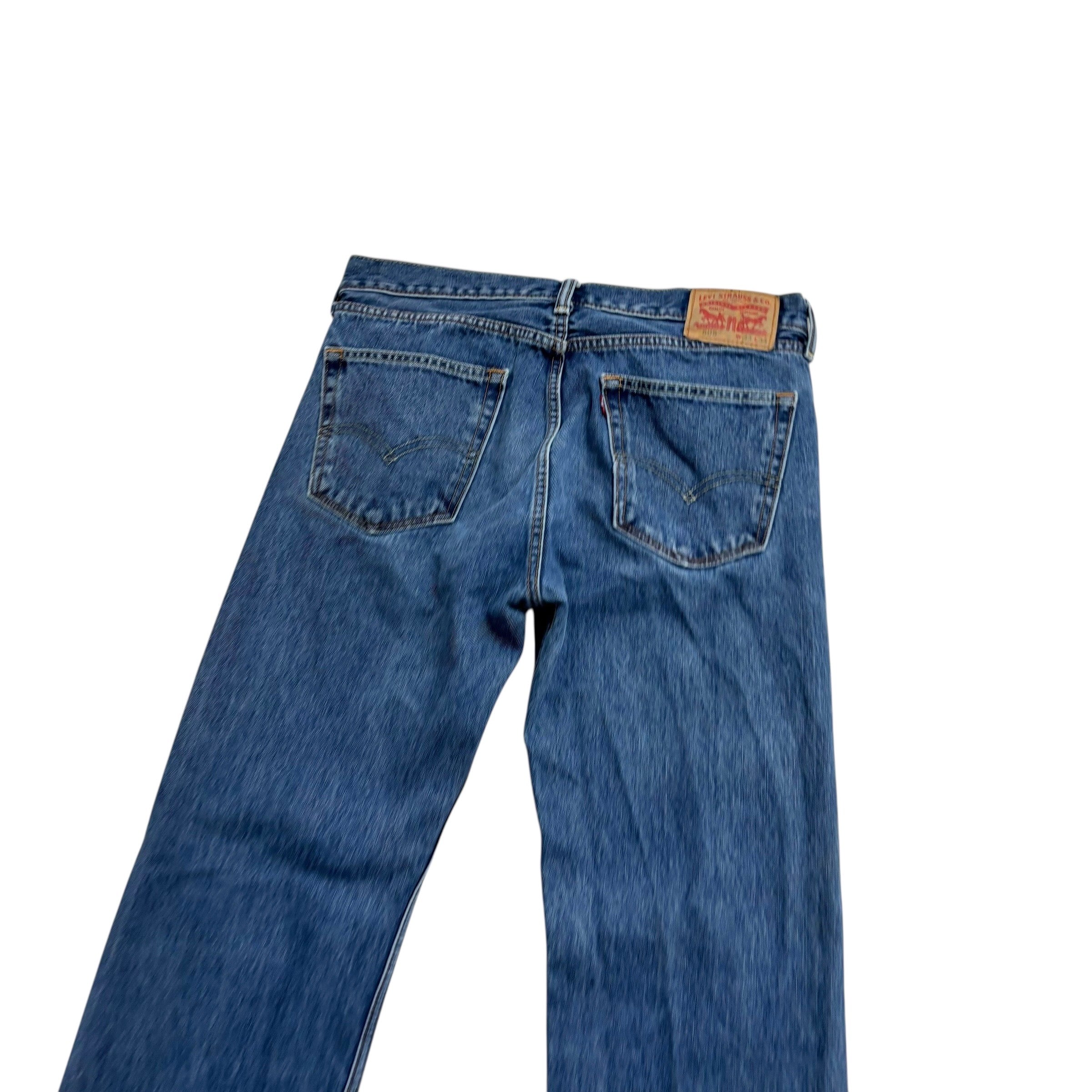 Levis 505 Jeans W33 L34 Mens Mid Blue Regular Straight Fit Denim (F)