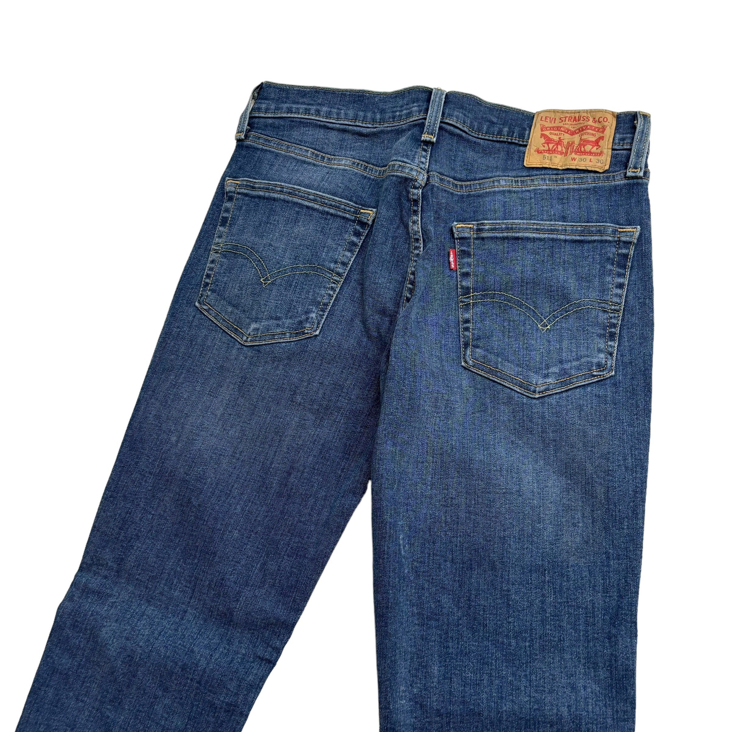 Levis 511 Jeans W30 L30 Mens Mid Blue Slim Fit Stretch Denim