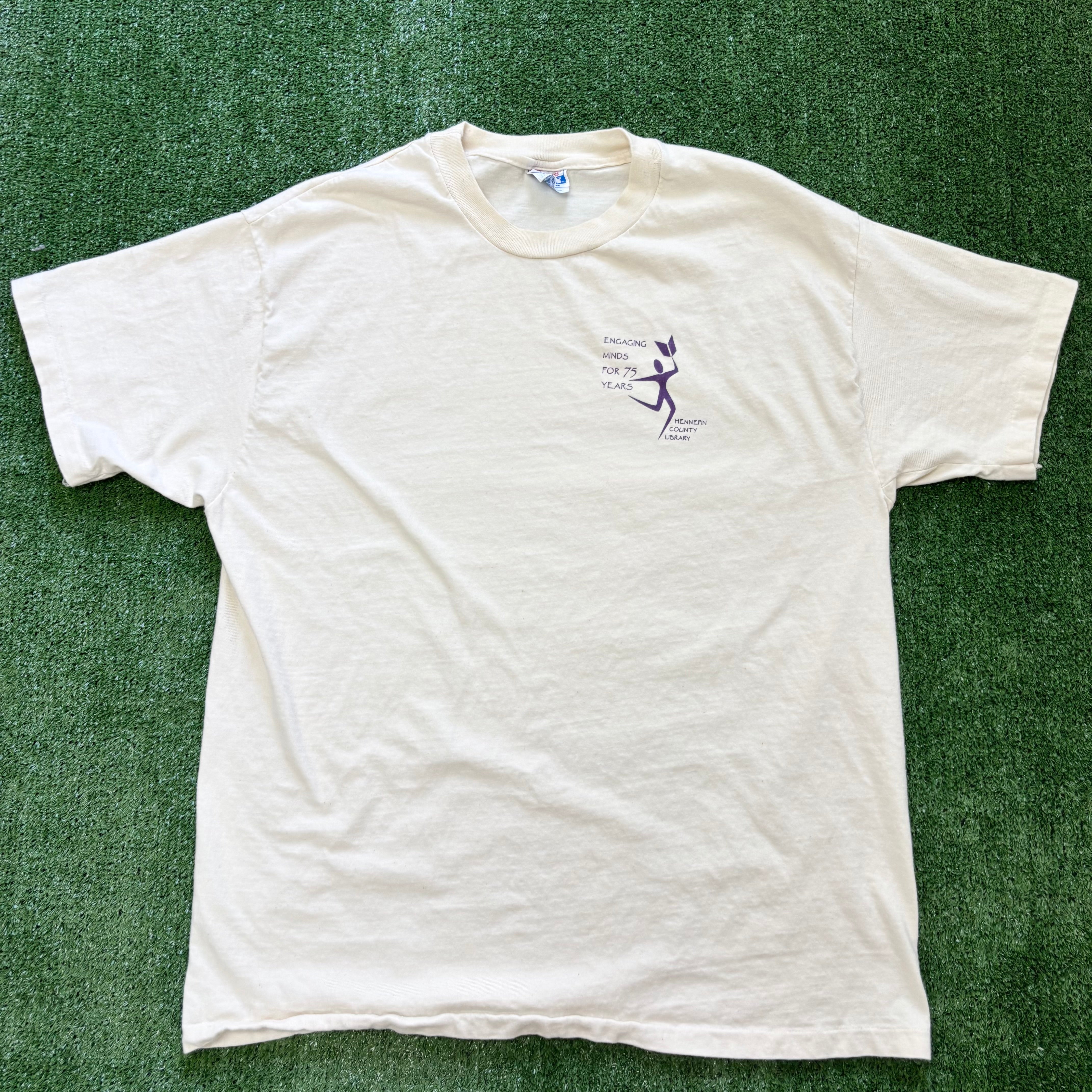 Vintage T Shirt Mens XL Cream Single Stitch Graphic Print 90s USA (E)