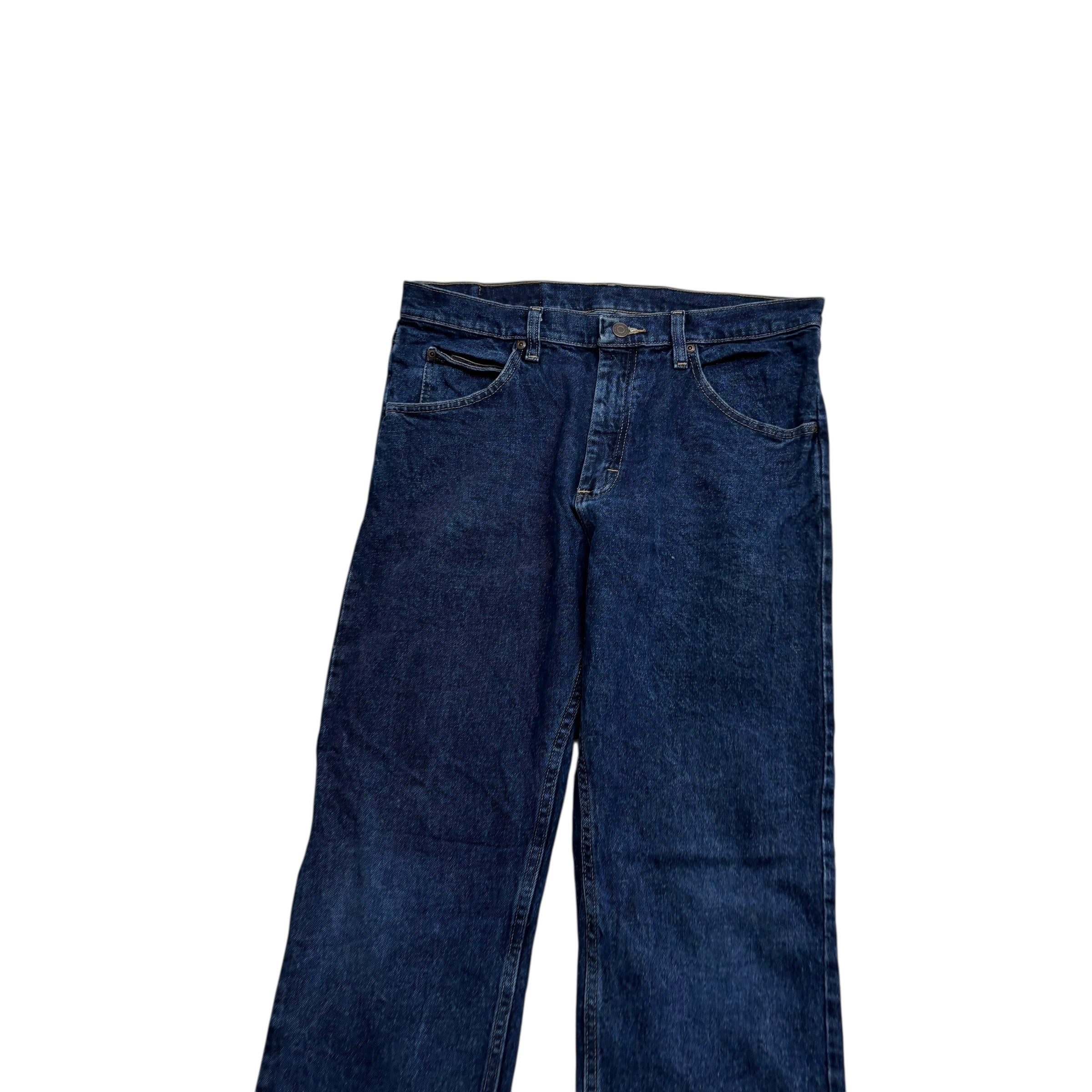 Wrangler Jeans W32 L32 Mens Dark Blue Regular Straight Fit Stretch Denim (E)