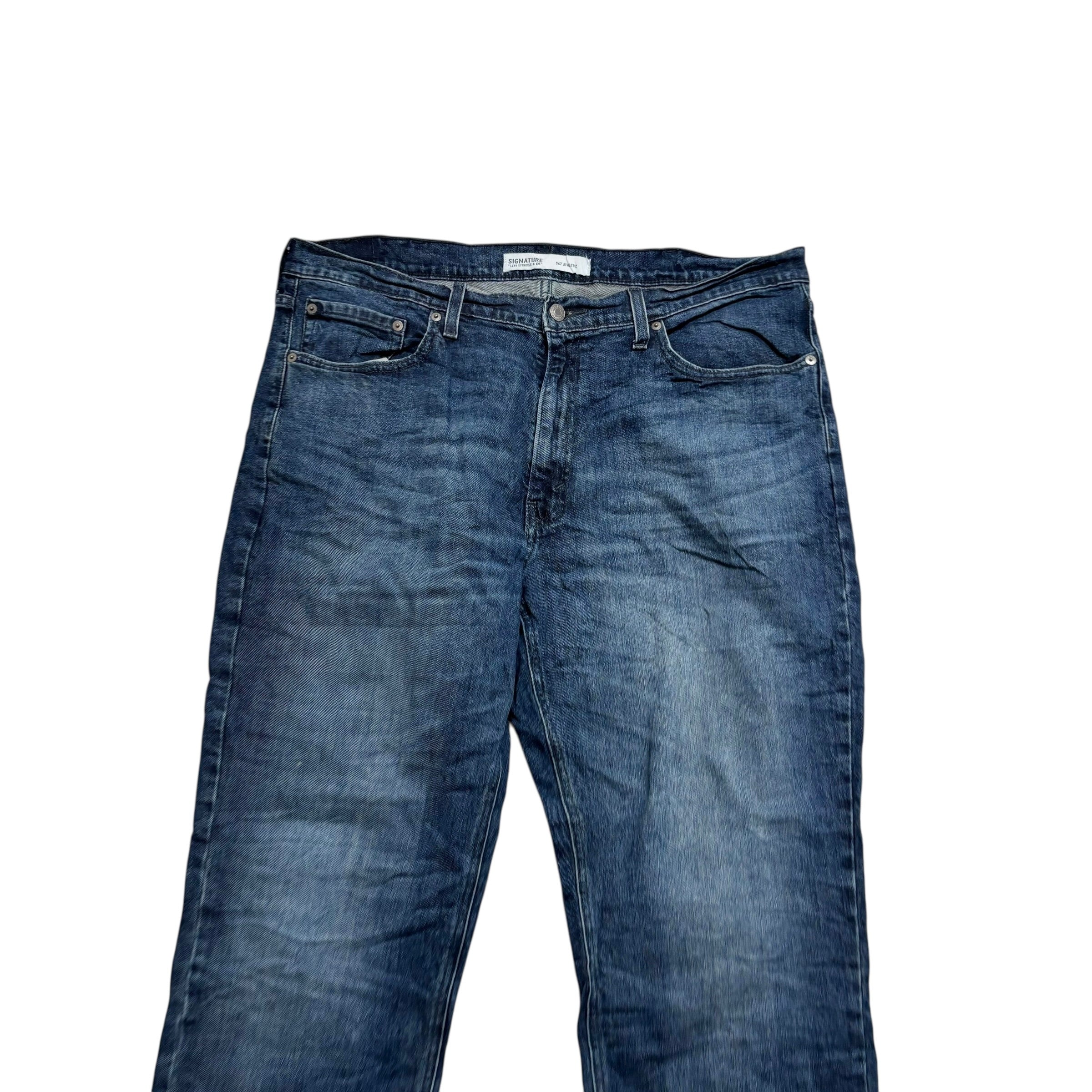 Levis Signature Jeans W38 L30 Mens Navy Blue Athletic Tapered Fit Stretch
