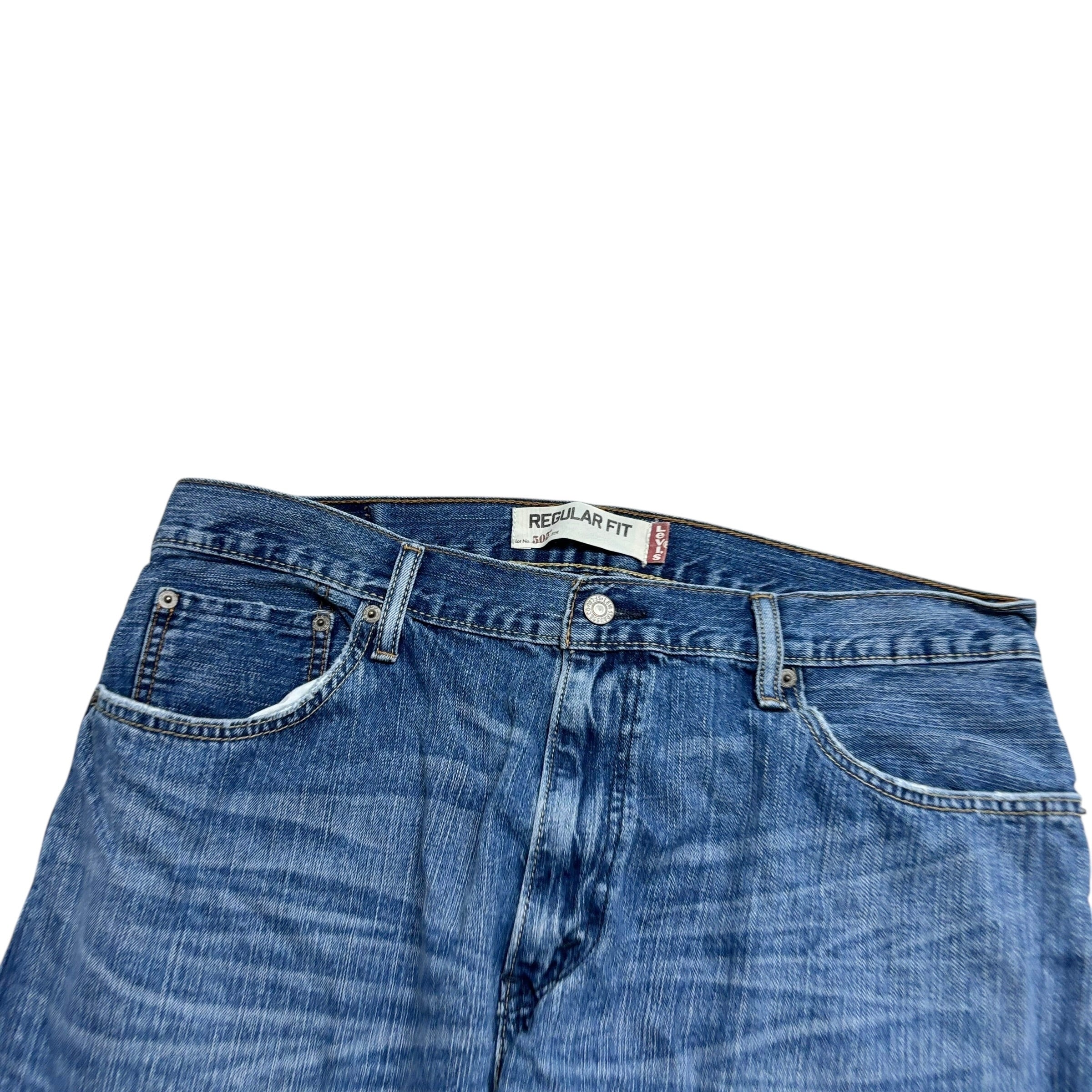 Levis 505 Jeans W36 L30 Mens Mid Blue Regular Straight Fit Vintage Denim (E)