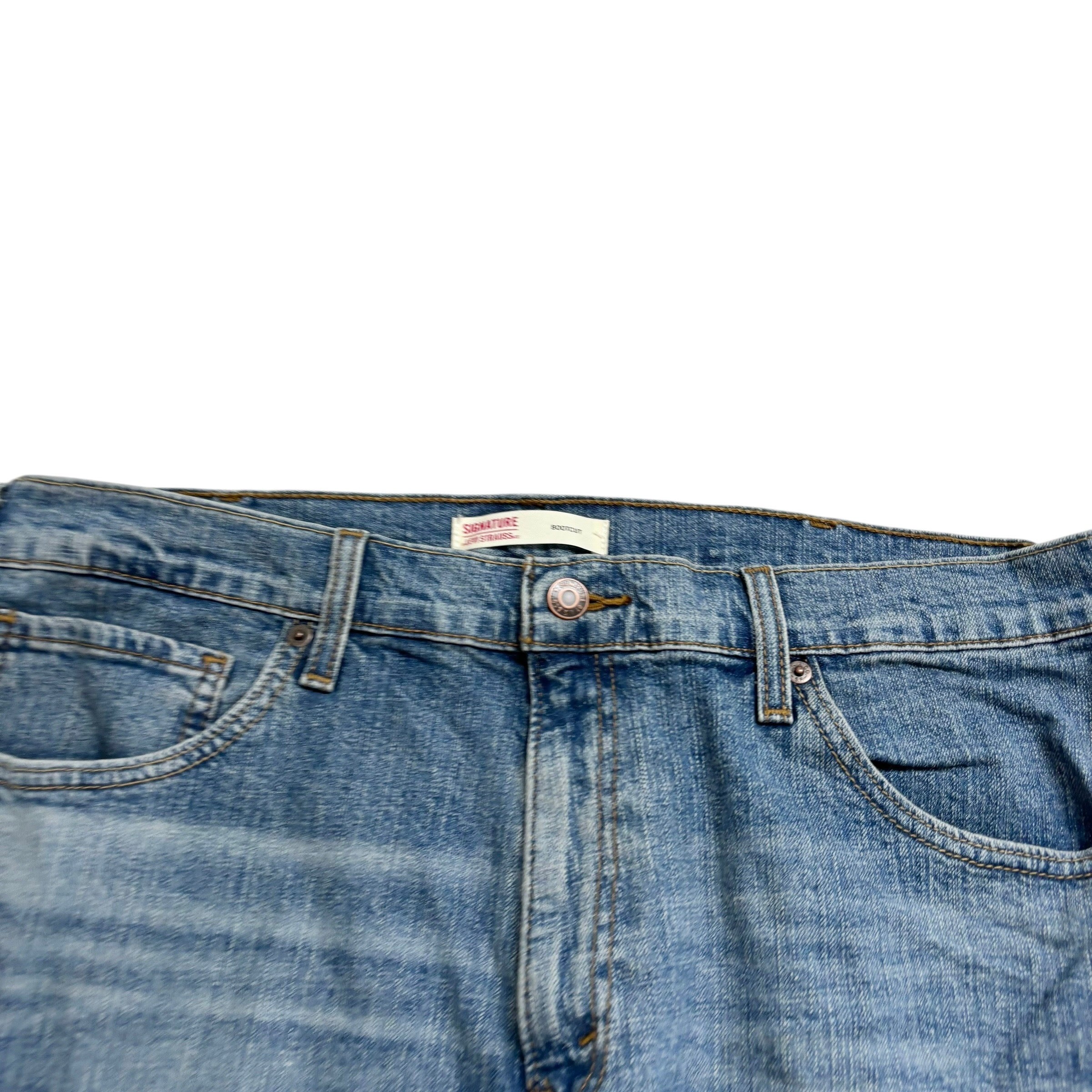 Levis Signature Jeans W36 L32 Mens Light Blue Regular Bootcut Stretch Denim (E)